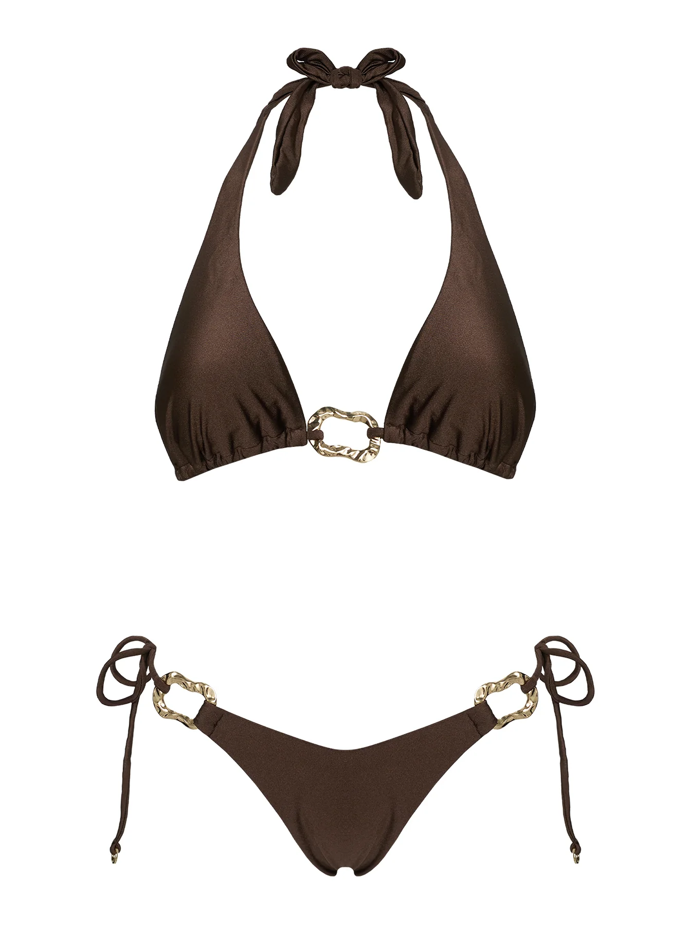 Fianna Hardware Tie Side Bikini Bottoms Brown