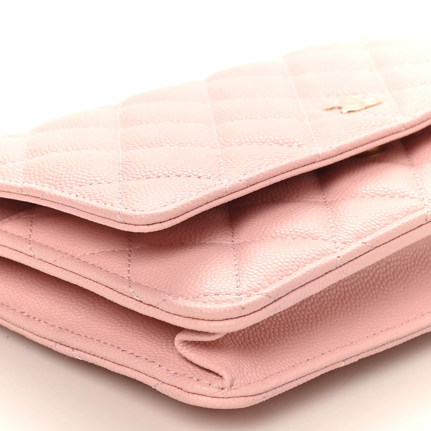 Caviar Quilted Wallet on Chain WOC Light Pink - Top Club