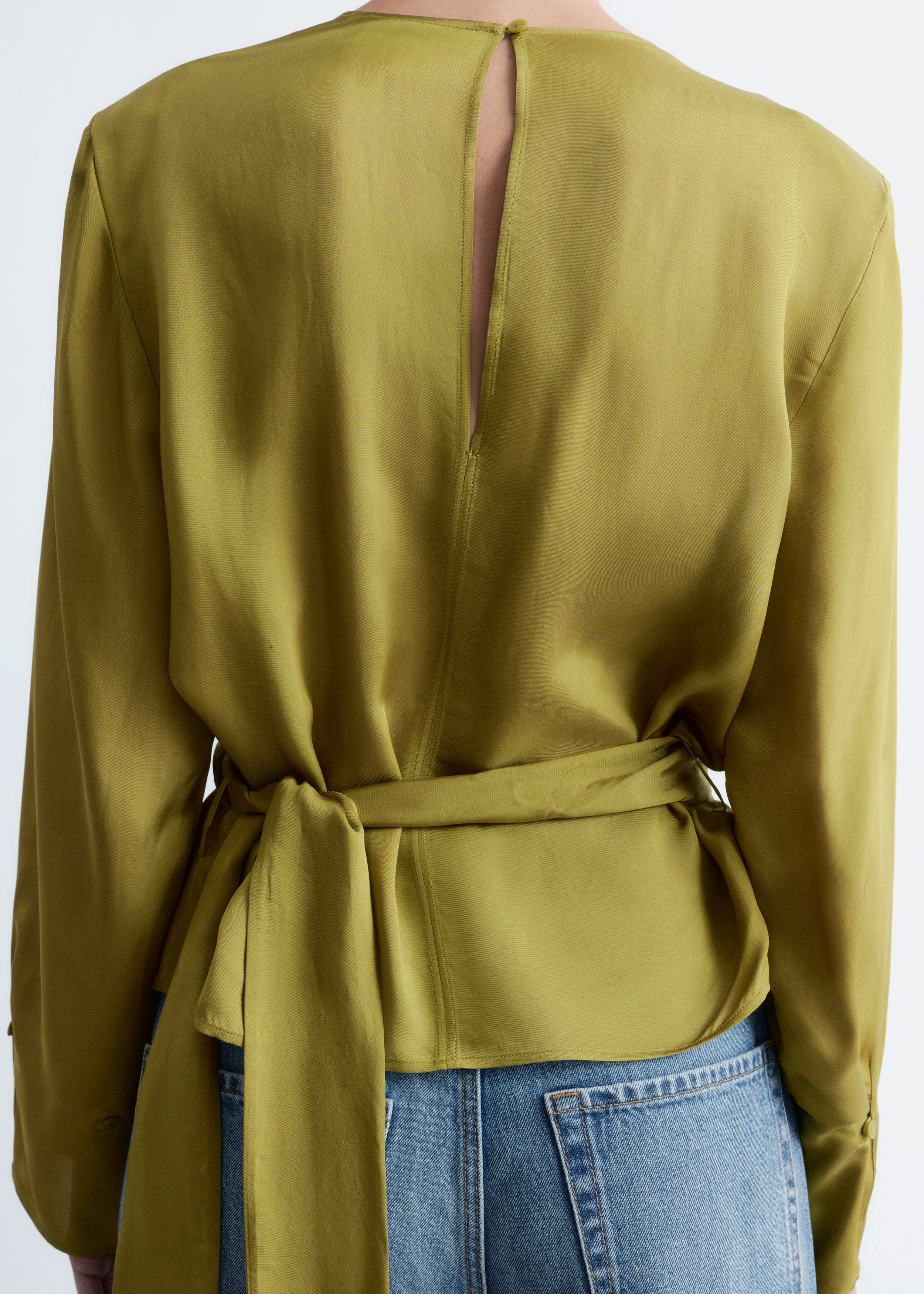 & Other Stories GATHERED TIE-BELT BLOUSE