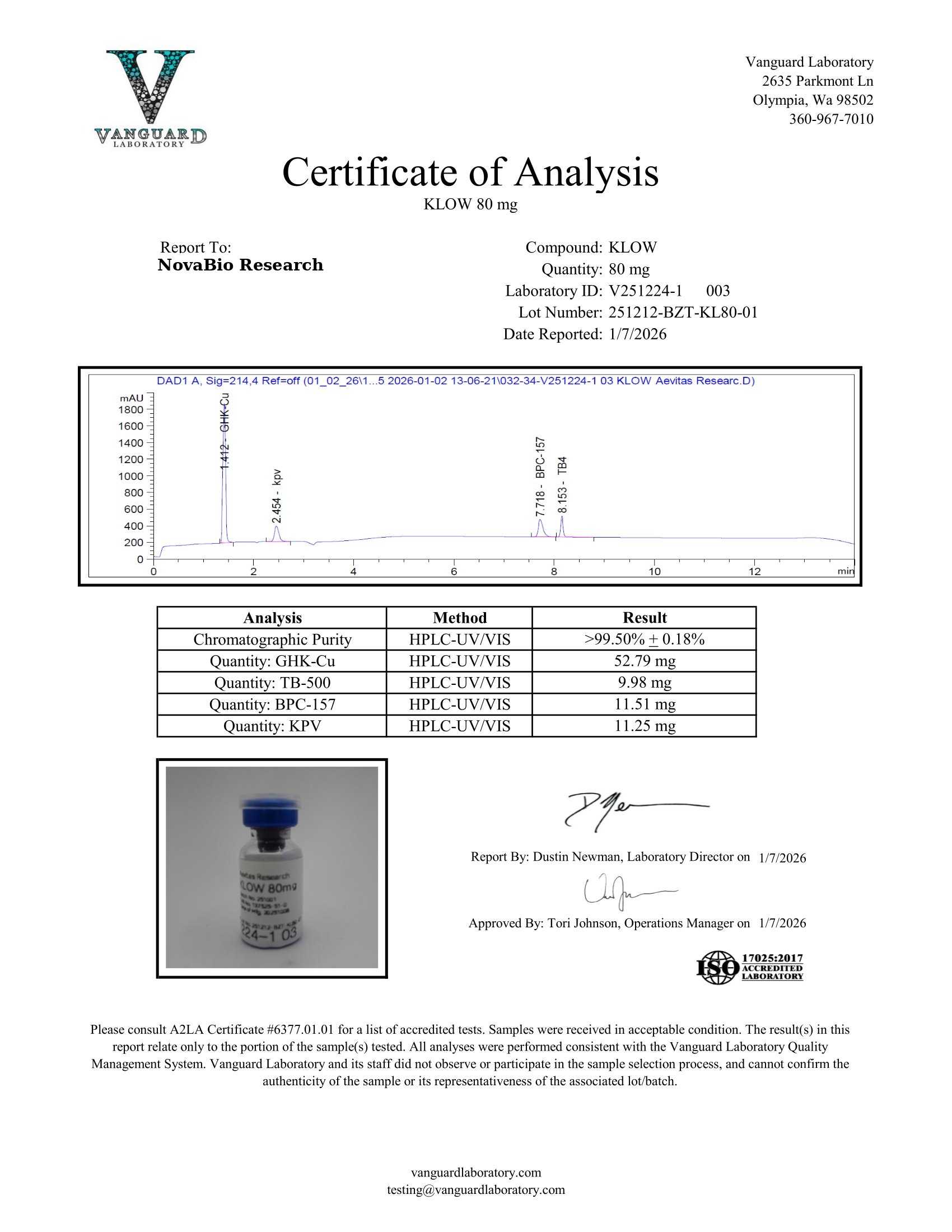 KLOW80 / BBKG80 | BPC-157 + TB-500 + GHK-Cu + KPV Blend 80mg × 10 Vials