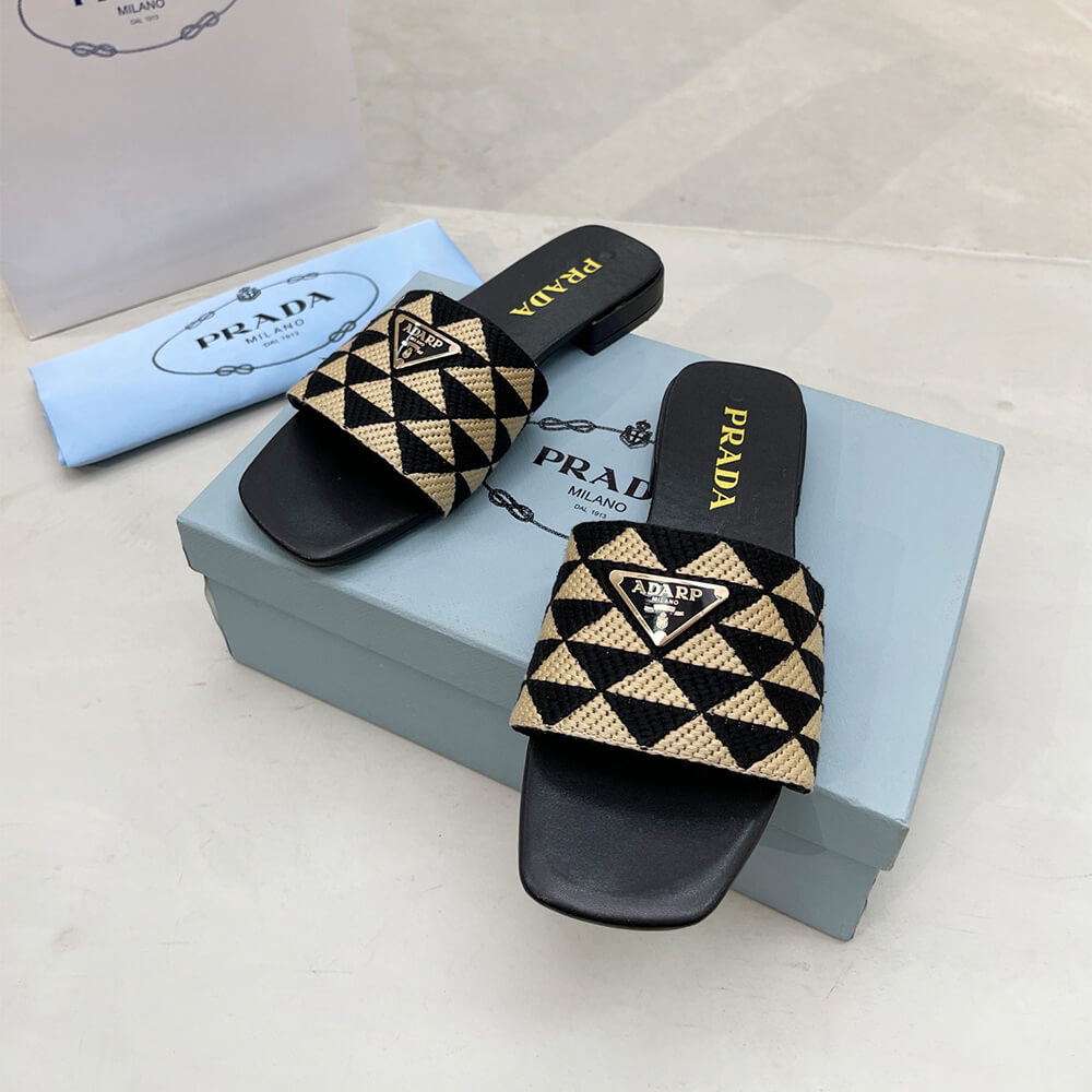 Prada Embroidered fabric slides - Top Club