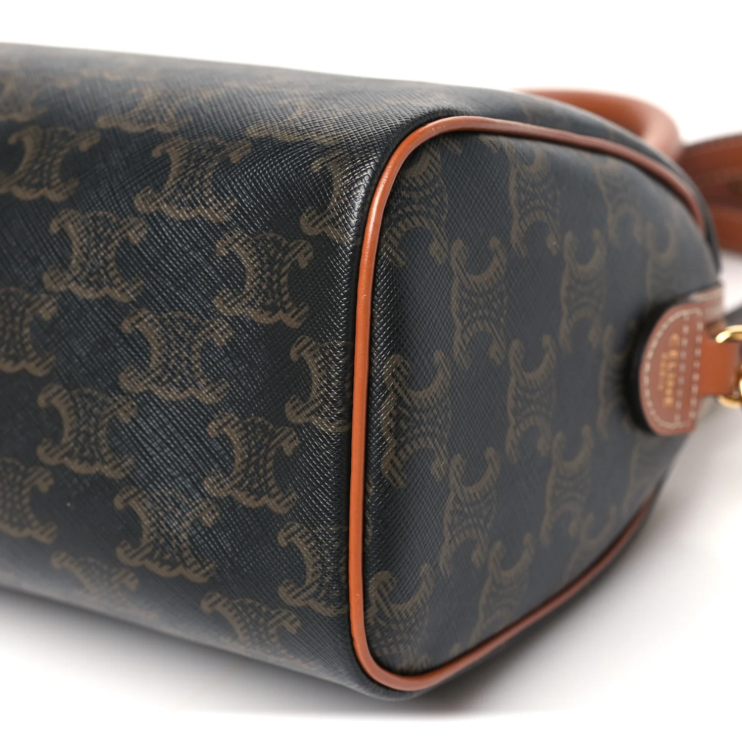 Triomphe Canvas Calfskin Small Boston Bag Tan - Top Club
