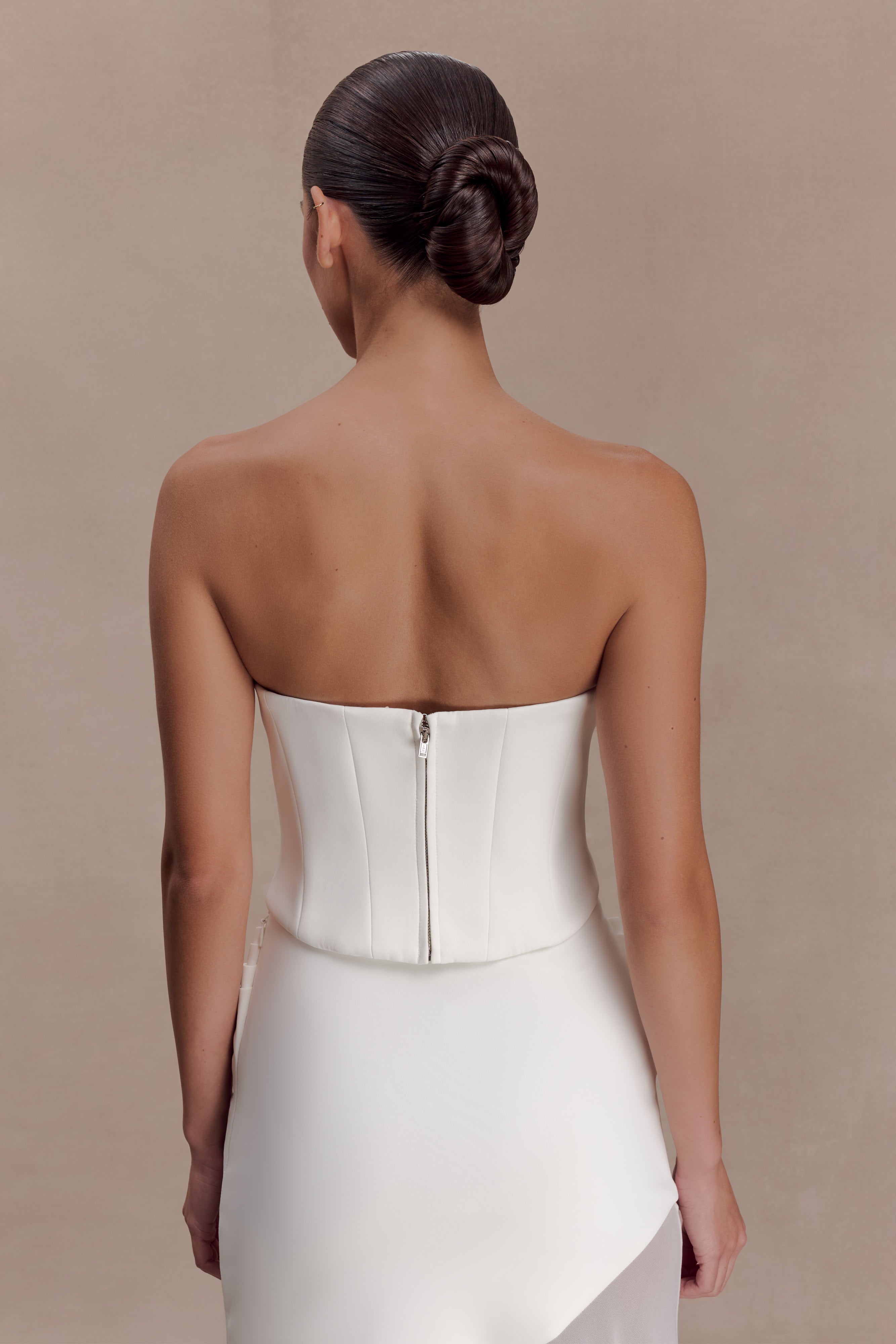 Karina Strapless Scuba Corset - White