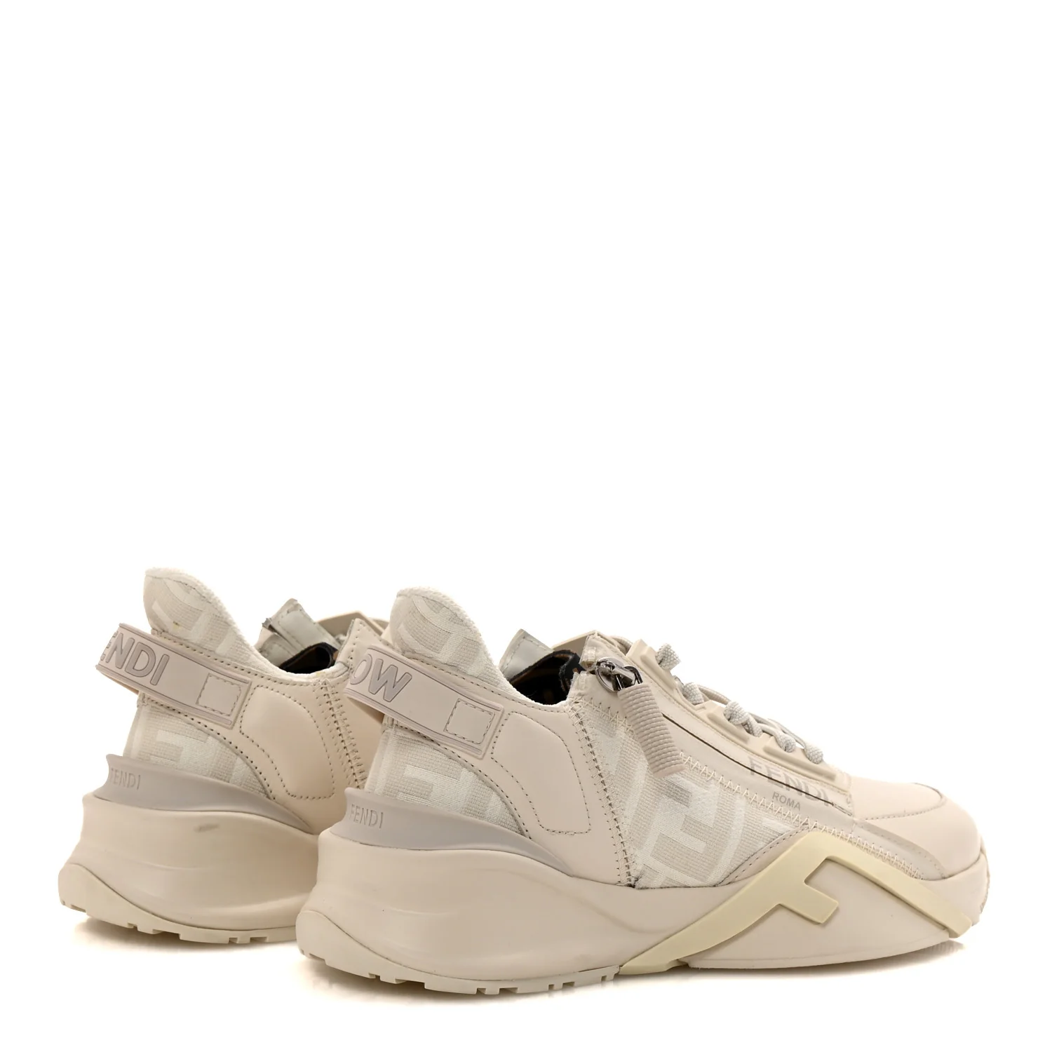 Calfskin Fabric FF Fendi Flow Low Top Sneakers 36 White - Top Club