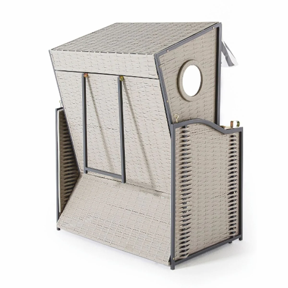 Beach chair with roof gray / white 114 x 72 x H. 160 cm