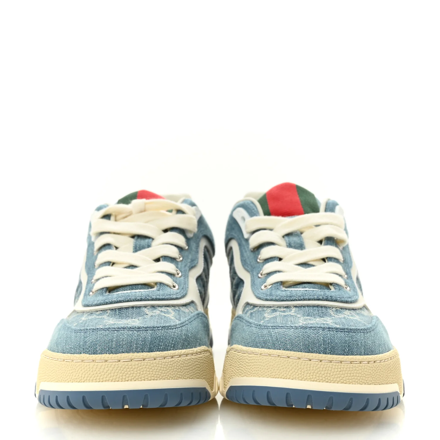 New Denim Delave GG Monogram Womens Re-Web Sneakers 40 Light Blue Royale - Top Club