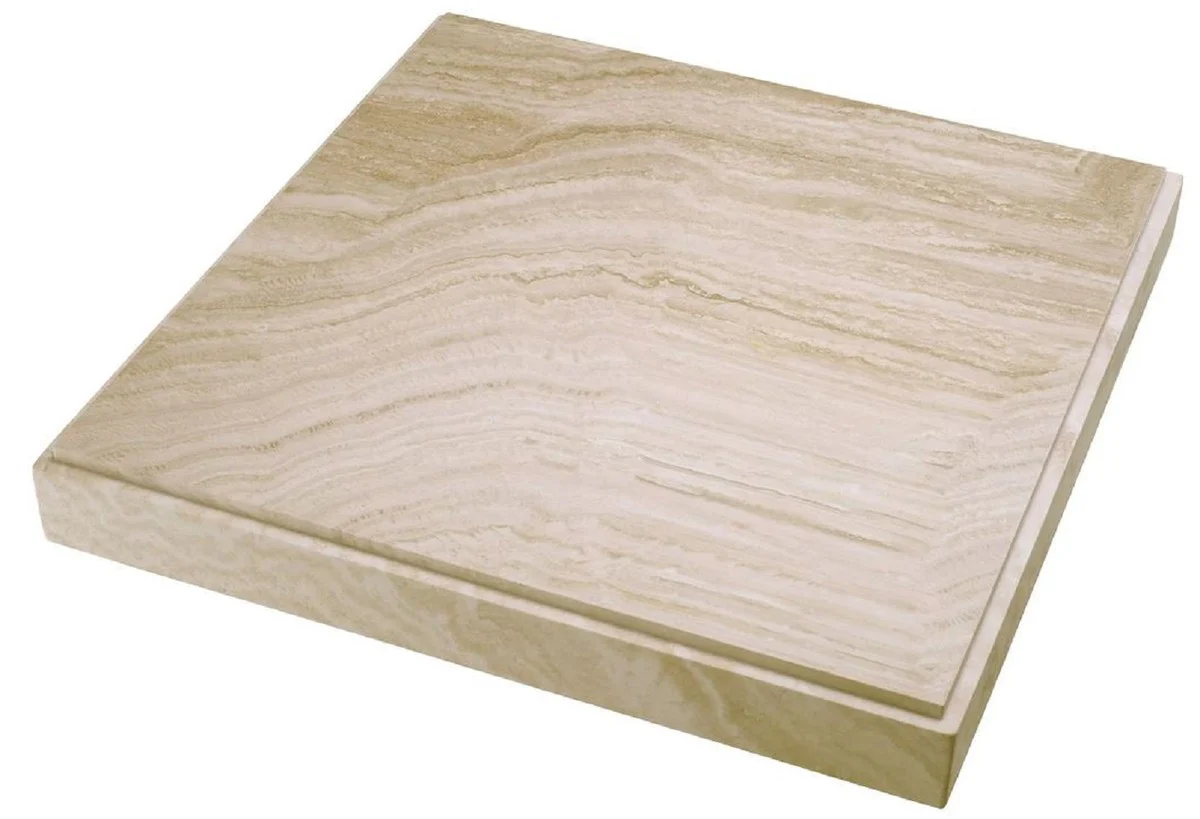 Luxury coffee table beige 83 x 83 x H. 32 cm - Square travertine natural stone living room table - Luxury living room furniture