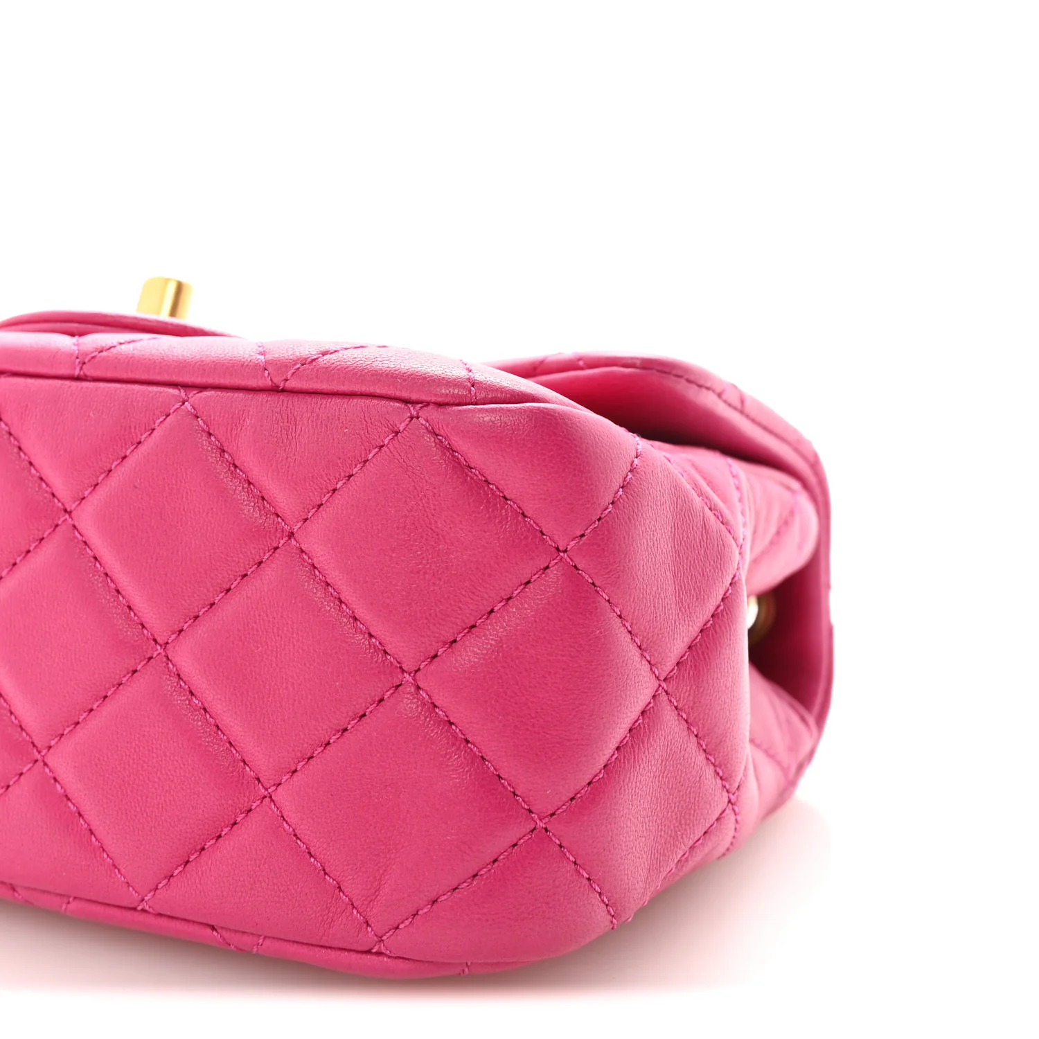 Lambskin Quilted Mini Pearl Crush Flap Fuchsia - Top Club