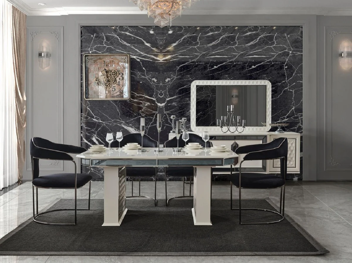 Luxury Art Deco dining room chair set of 4 with armrests black / bronze 60 x 58 x H. 92 cm - Dining room furniture - Restaurant furniture - Art Deco furniture - Luxury furniture