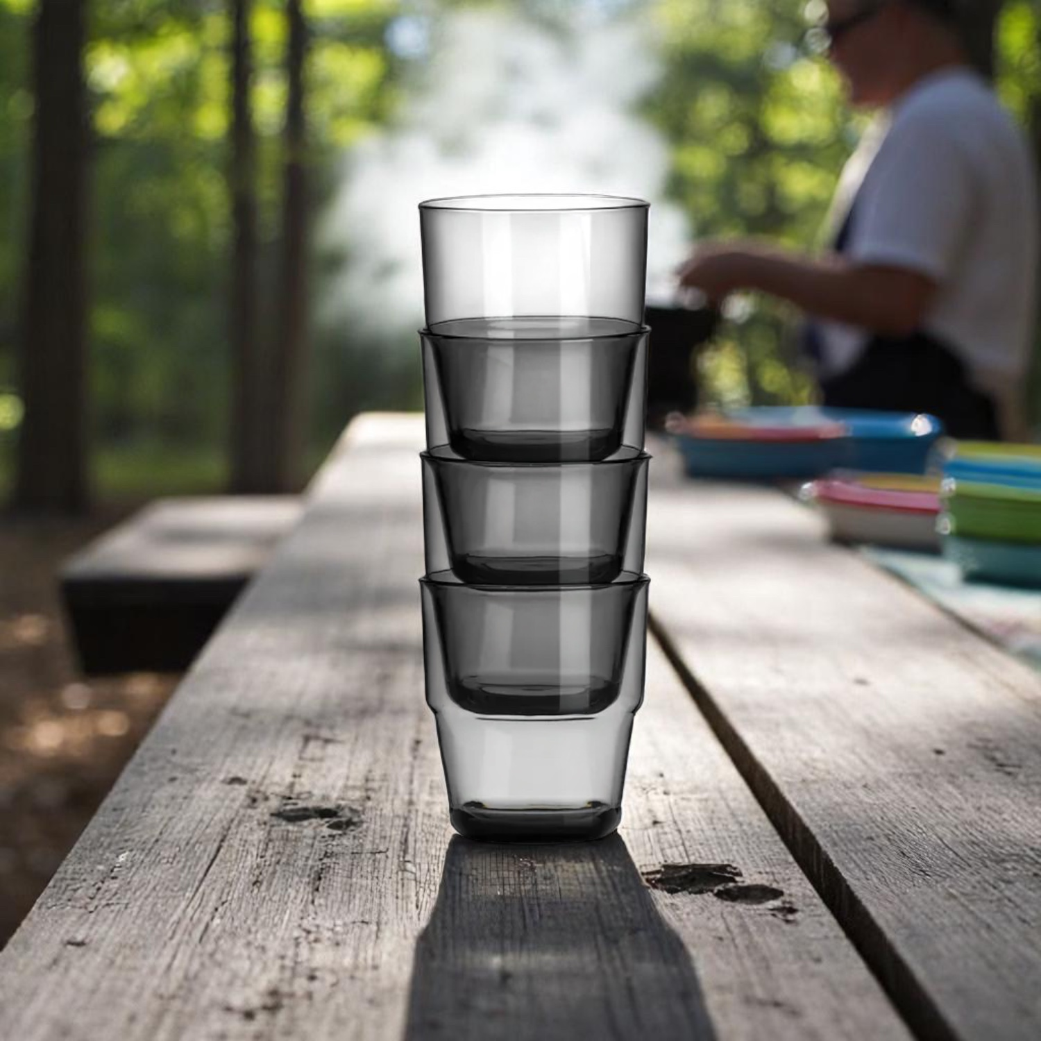 Acryl Waterglas Smoke - set van 4