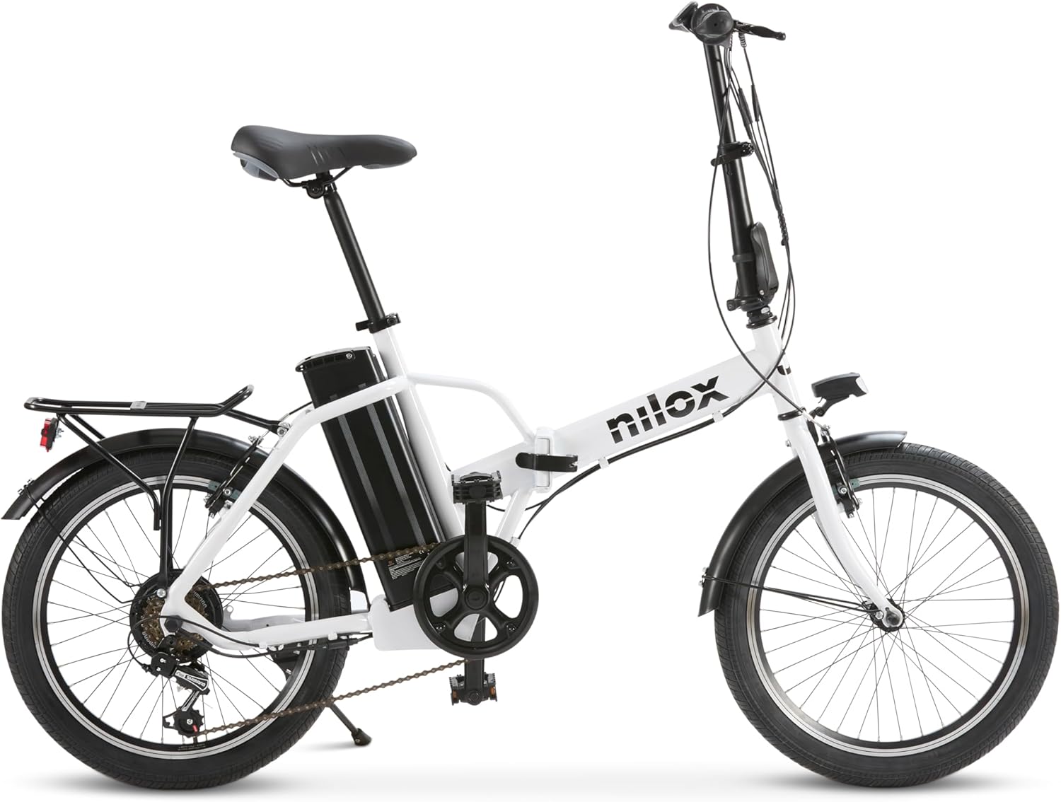 Nilox, Ebike, Bici Elettrica Pieghevole, Fino a 40 km di Autonomia, Fino a 25 Km/h, Motore da 36 V/250 W e Batteria 36 V, Gomme 20