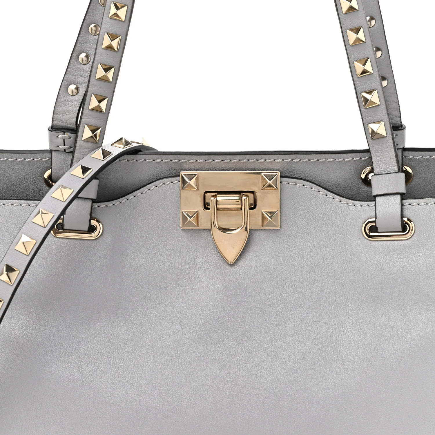 Vitello Small Rockstud Tote Grey - Top Club