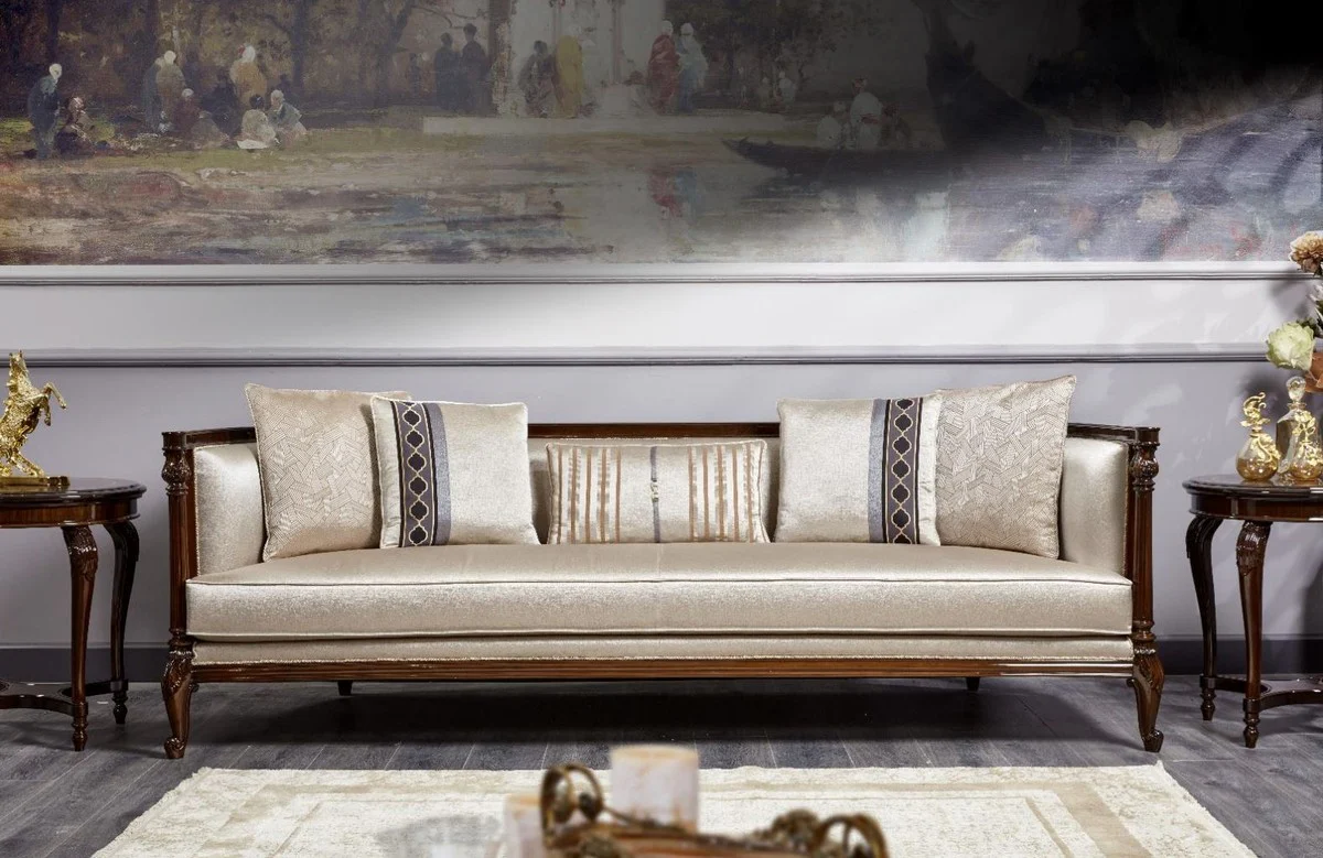 Luxury Baroque Sofa Gold / Dark Brown - Magnificent Living Room Sofa - Baroque Style Living Room Furniture - Luxury Furniture in Baroque Style - Baroque Furnishings - Noble & Magnificent