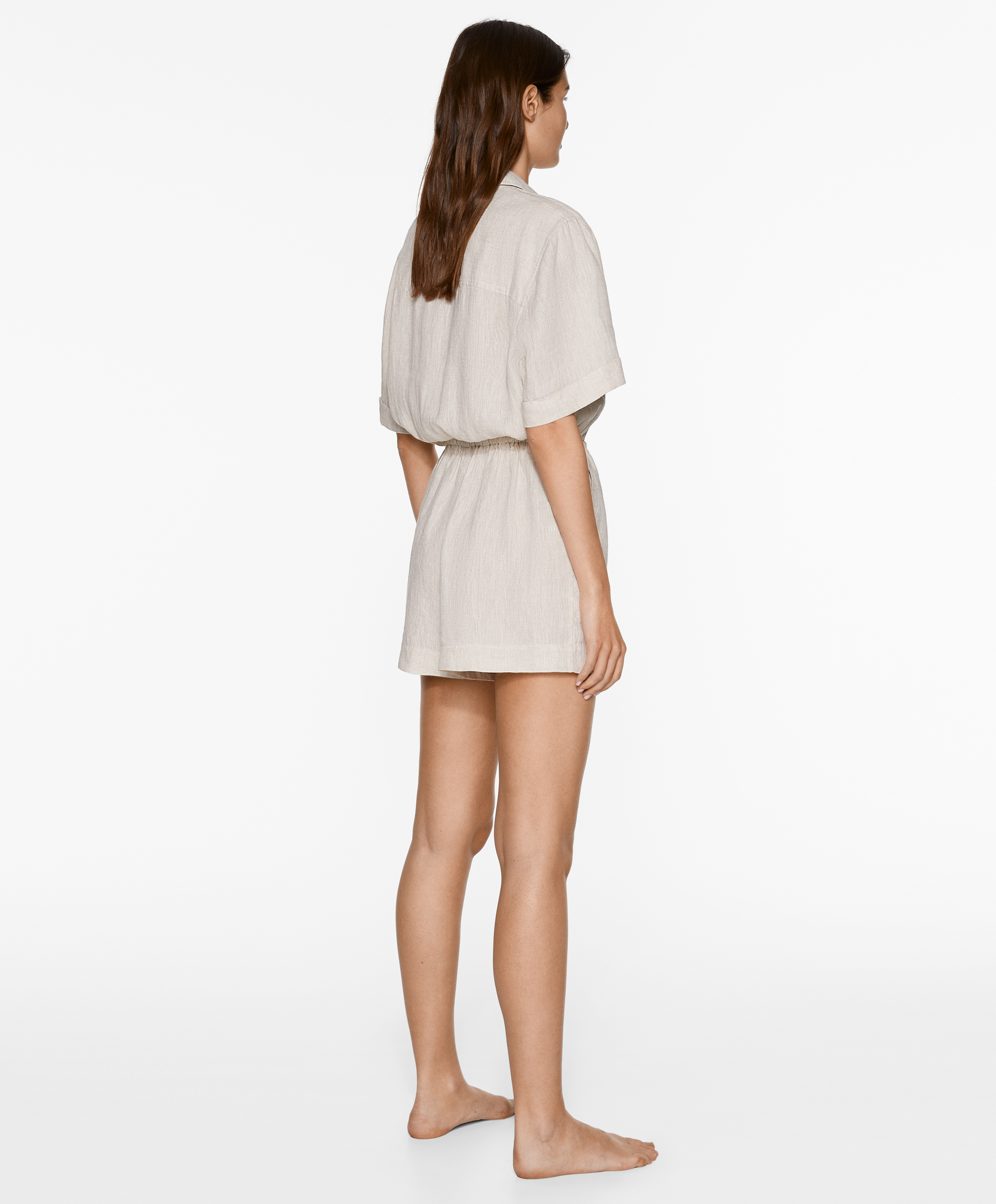 OYSHO Short 100% linen jumpsuit with pockets