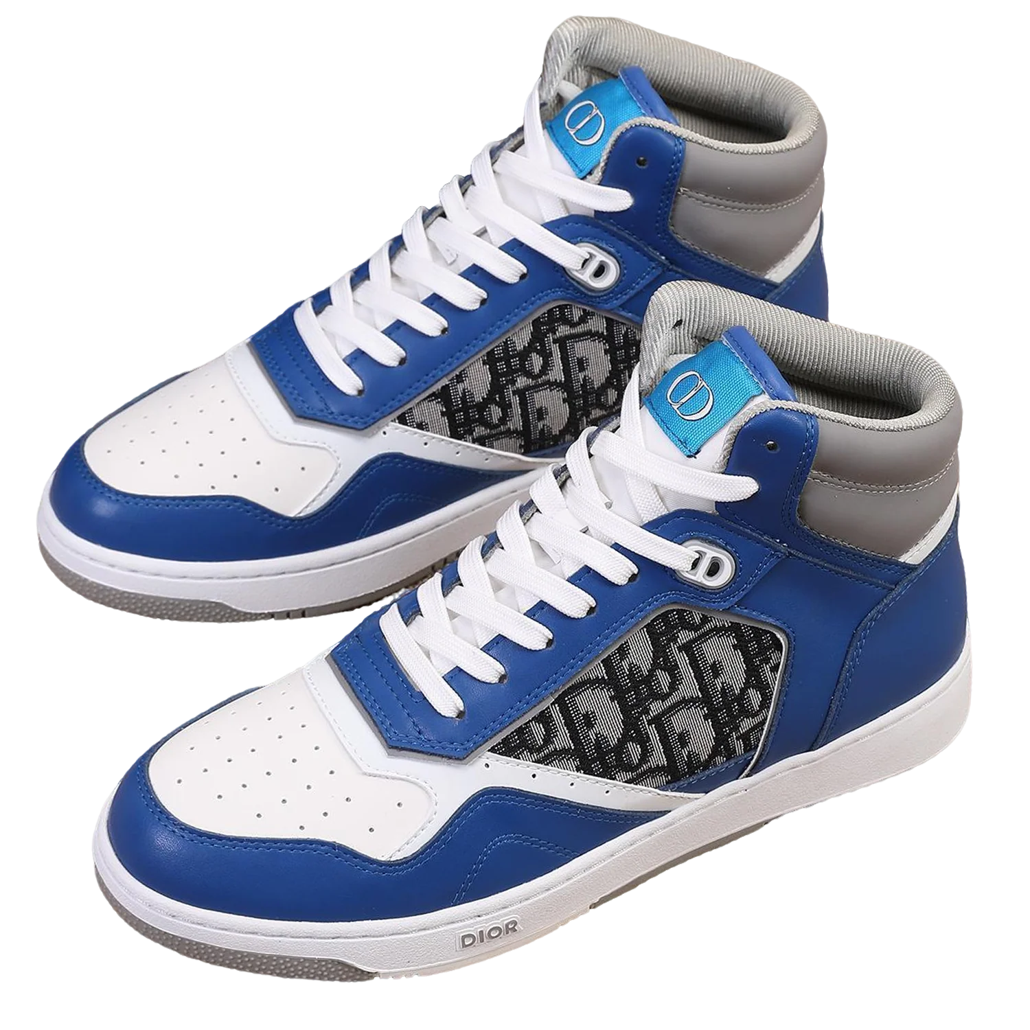Dior Men's High Top Sneakers with Oblique Pattern and Adjustable Strap - Sneaker Replica Workshop