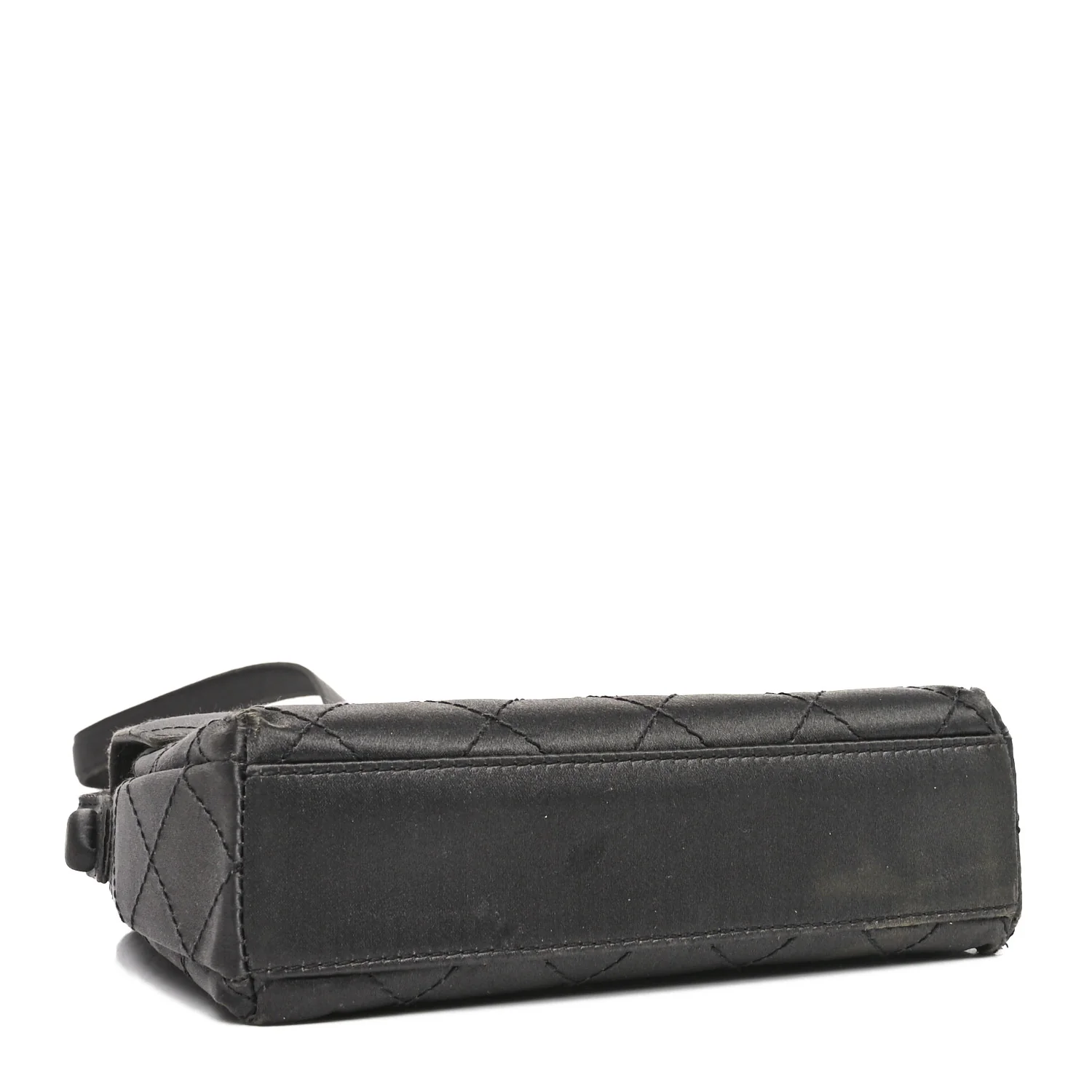 Satin Quilted Crystal CC Square Flap Grey - Top Club