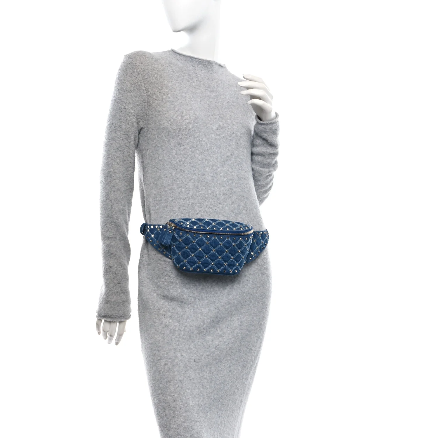 Denim Rockstud Spike Belt Bag 95 Denim - Top Club