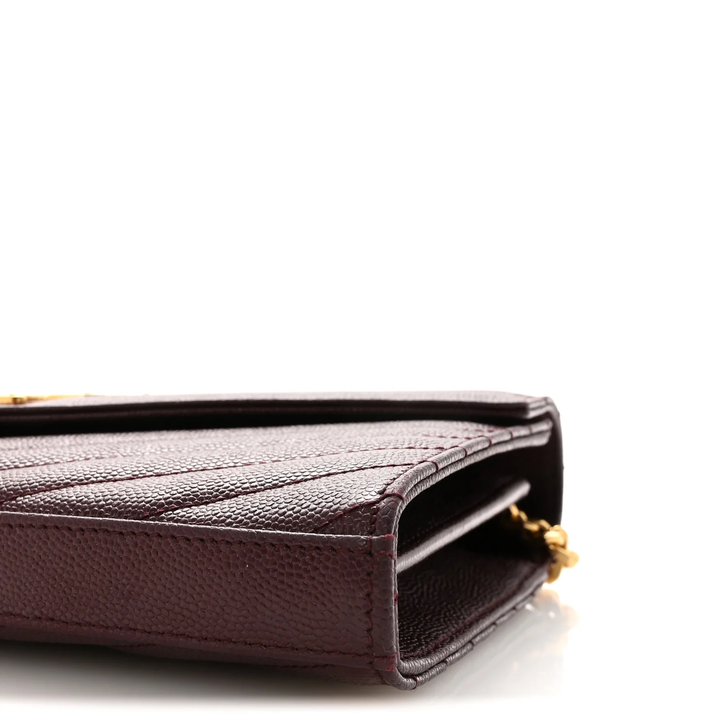 Grain De Poudre Matelasse Chevron Monogram Chain Wallet Rouge Legion - Top Club