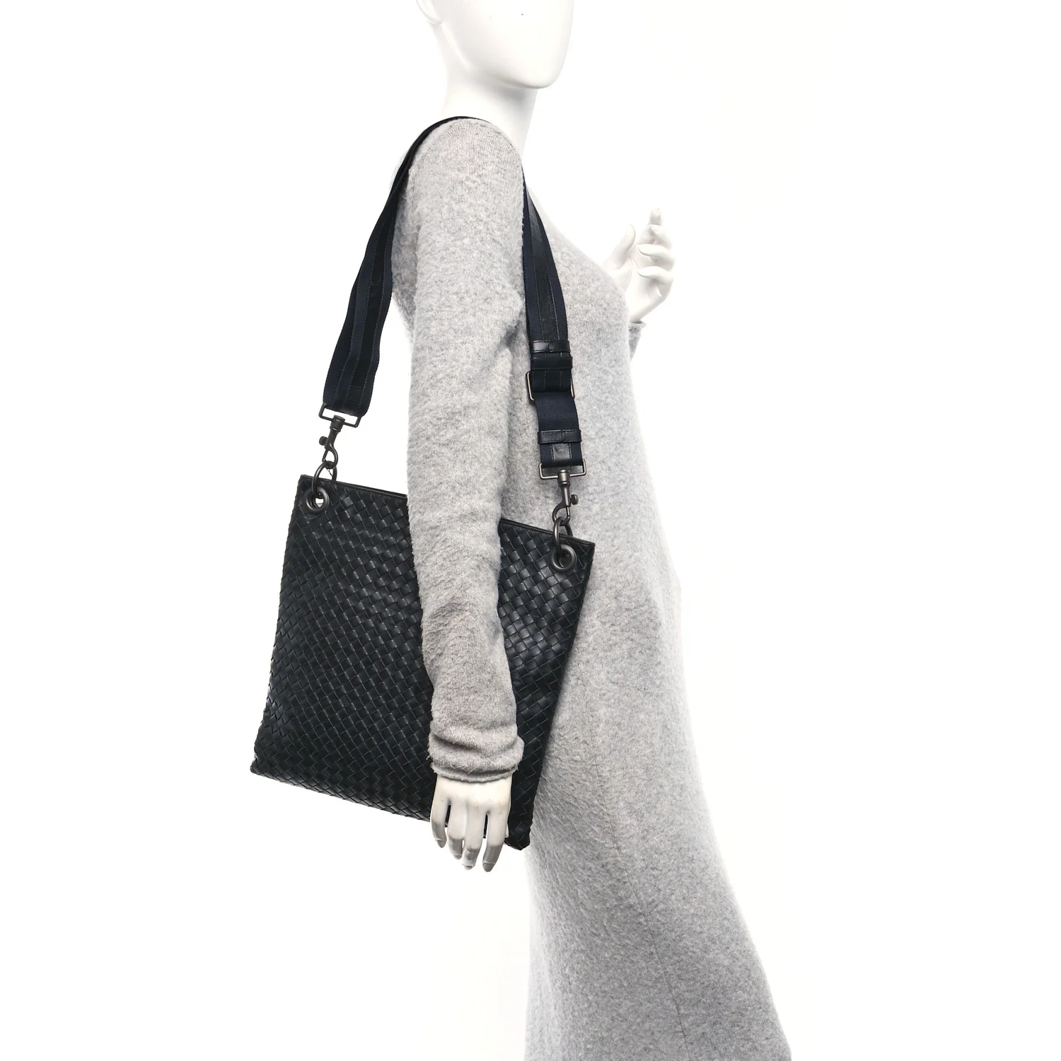 Nappa Intrecciato VN Crossbody Messenger Bag Black