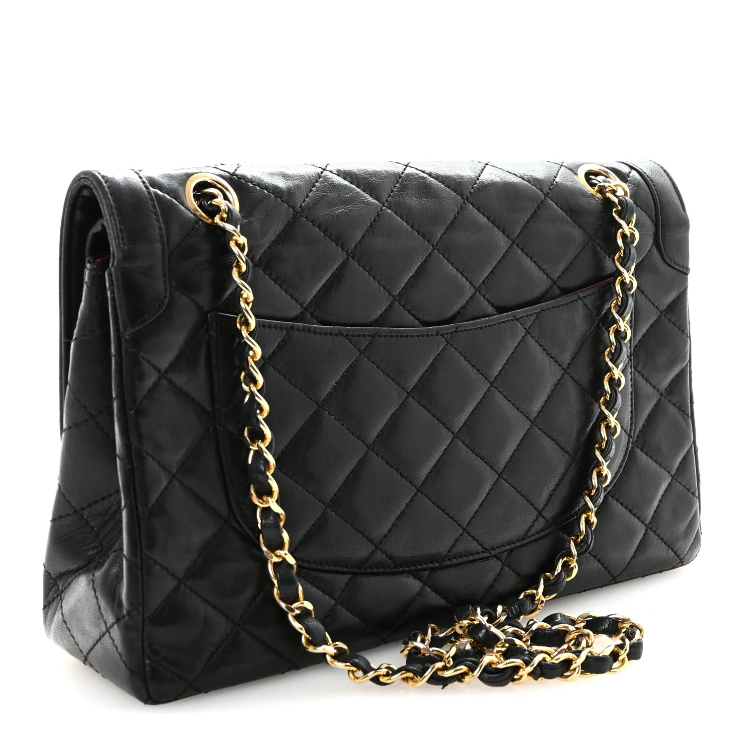 Lambskin Quilted Medium Double Flap Bag Black - Top Club