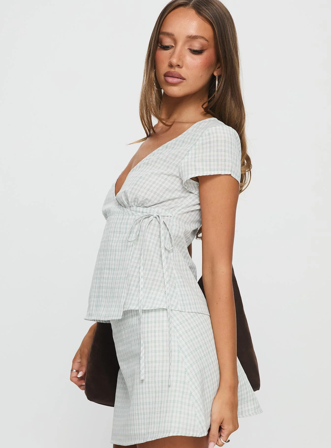 Prominent Wrap Top Green Check