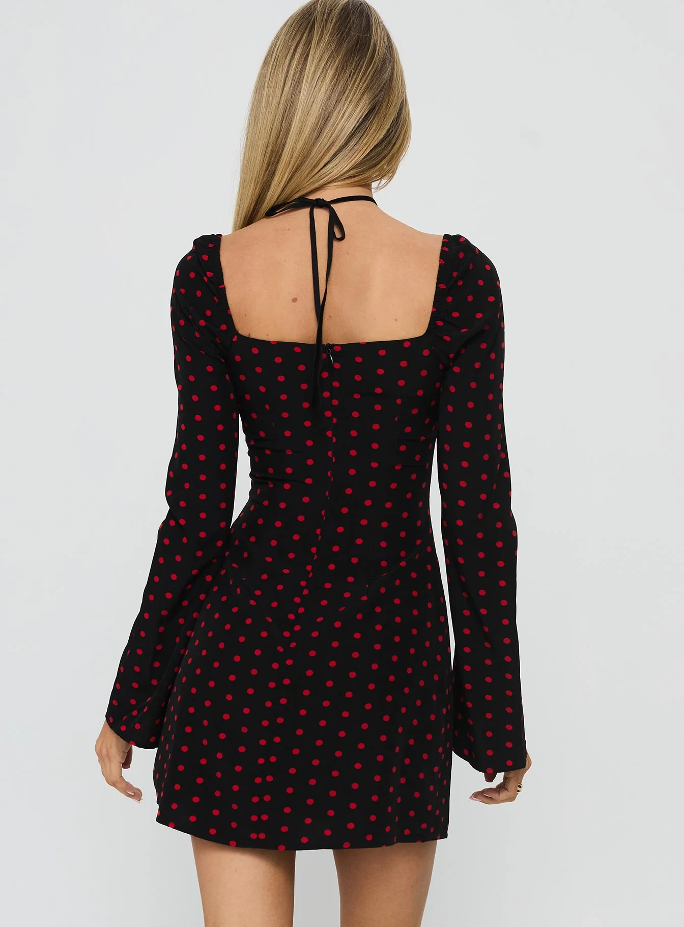 Addisen Long Sleeve Mini Dress Polka Dot