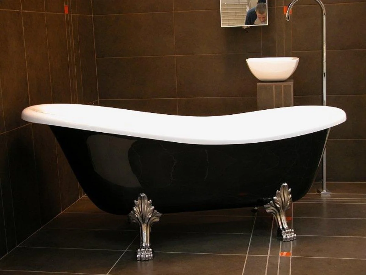 Freestanding luxury bathtub Art Nouveau Roma black/white/old gold 1470mm - Baroque antique bathroom