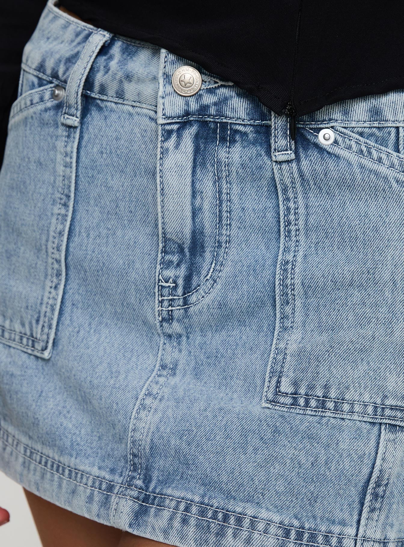 Pacific Coast Denim Cargo Skirt Light Wash