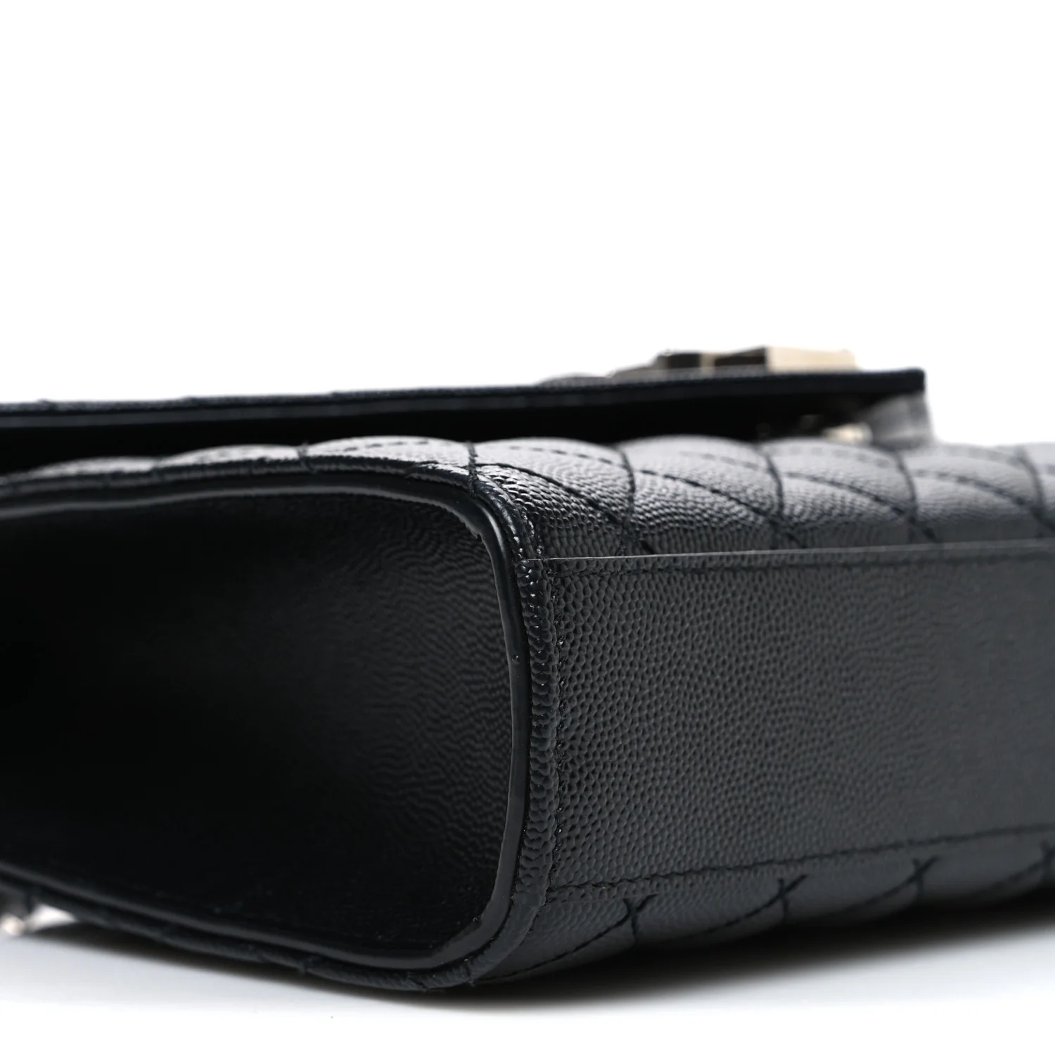 Grain De Poudre Textured Mixed Matelasse Triquilt Medium Monogram Satchel Black - Top Club