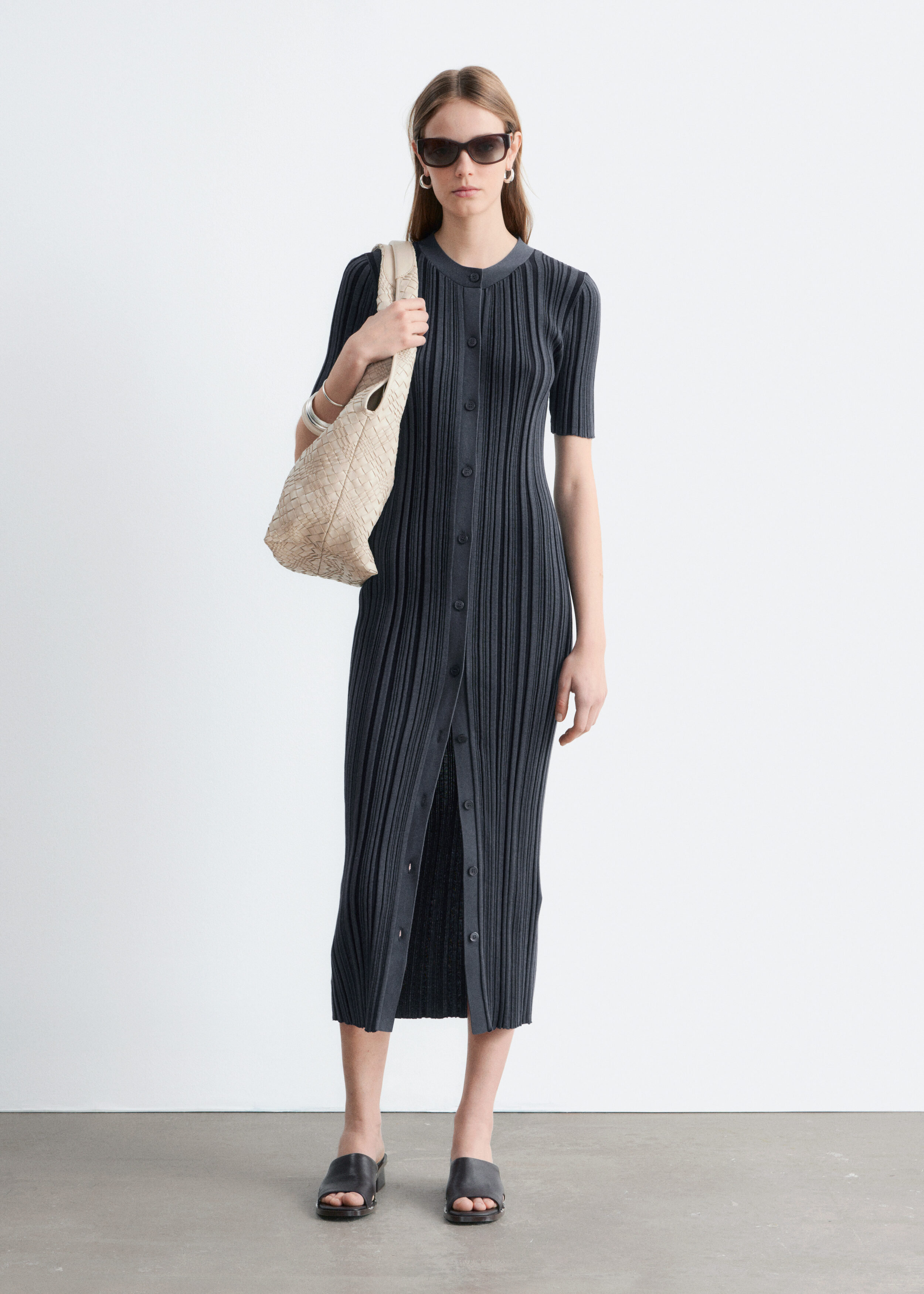 & Other Stories RIB-KNIT MIDI DRESS