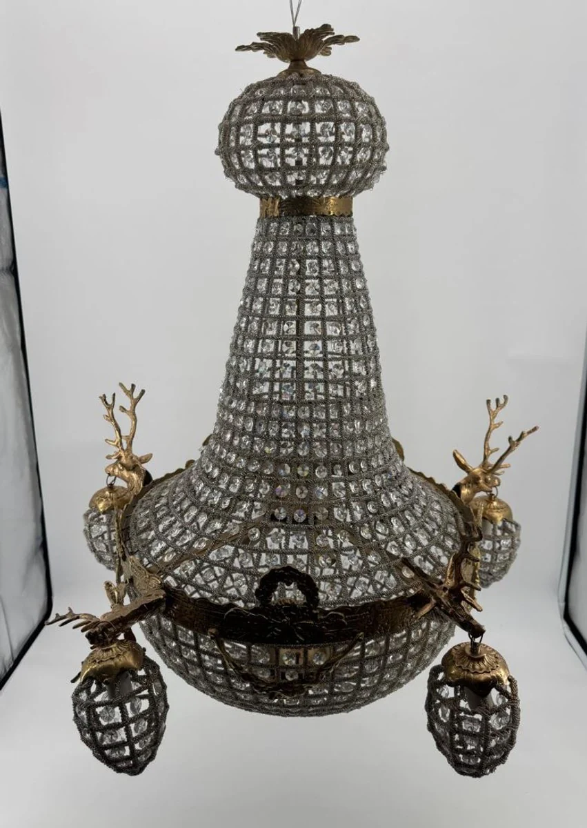 Baroque crystal chandelier antique brass H. 90 cm - Baroque lights