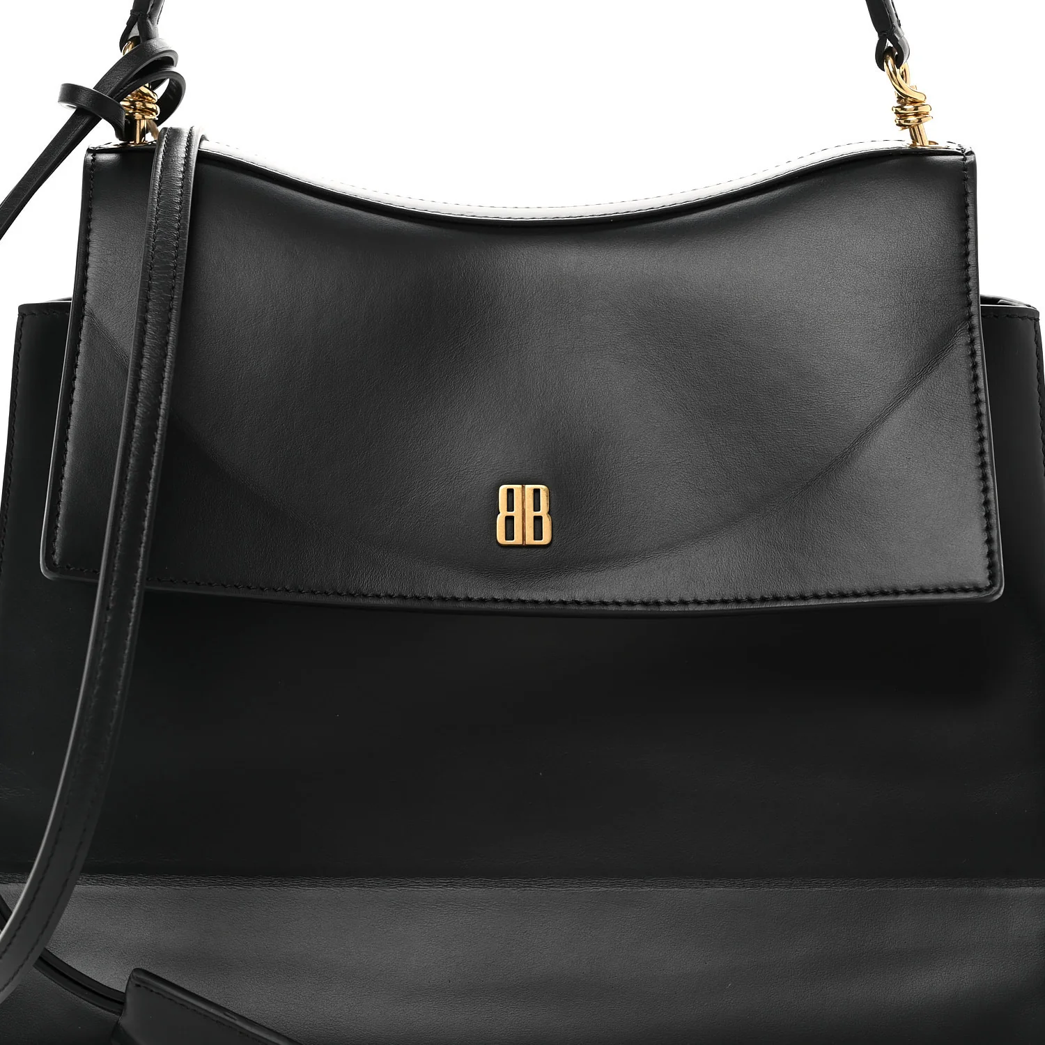 Natural Smooth Calfskin Medium Nano Top Handle Handbag Black - Top Club