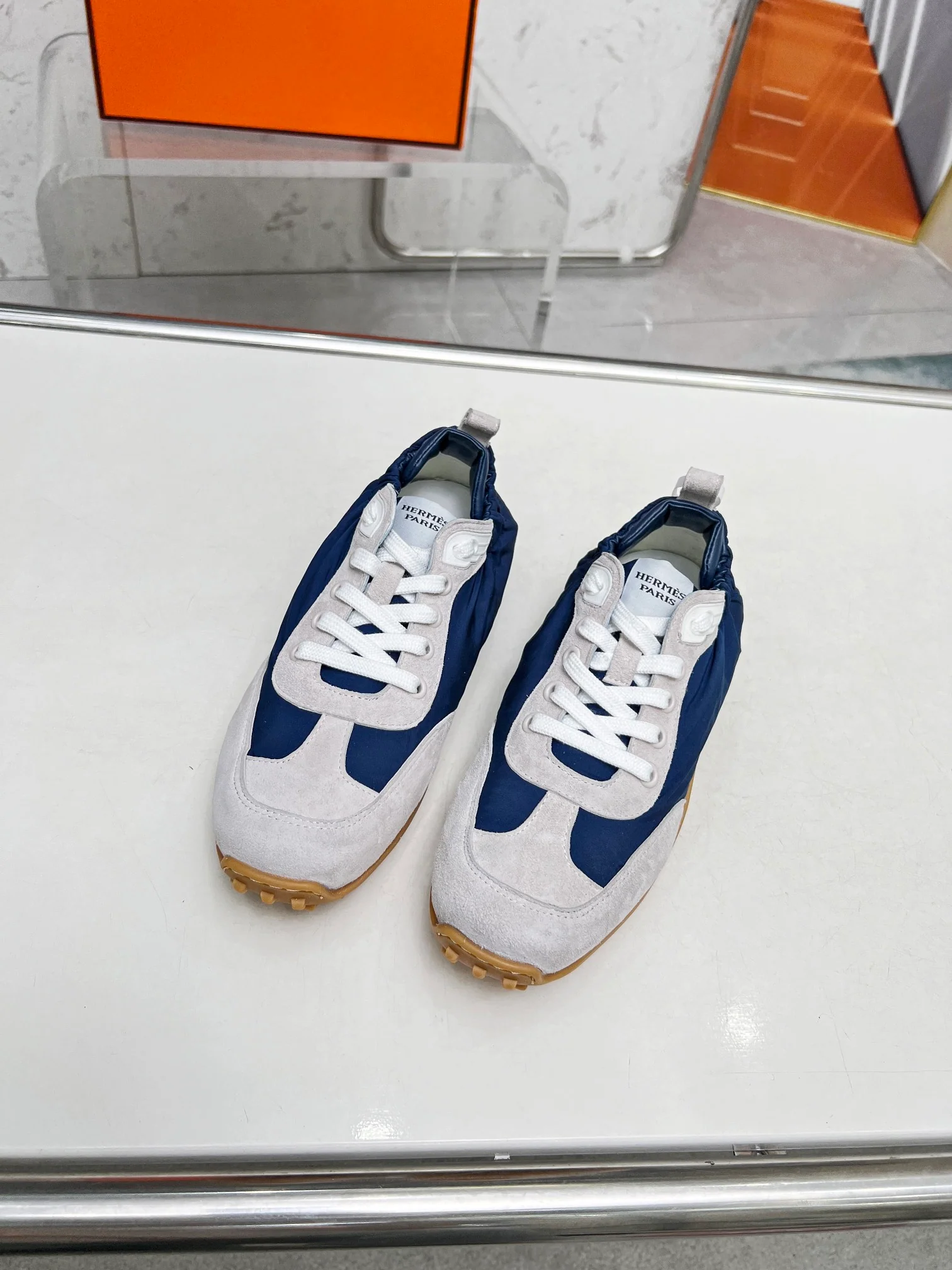 Hermès Unisex Blue And White Sneakers For Luxury Casual Comfort - Sneaker Replica Workshop