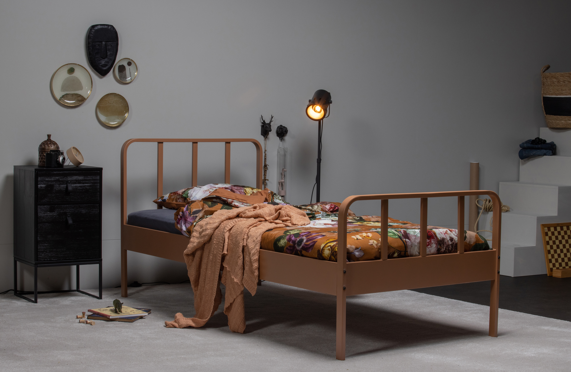 WOOOD bed Mees 90x200 cm Mees bed metaal 90x200 cm army