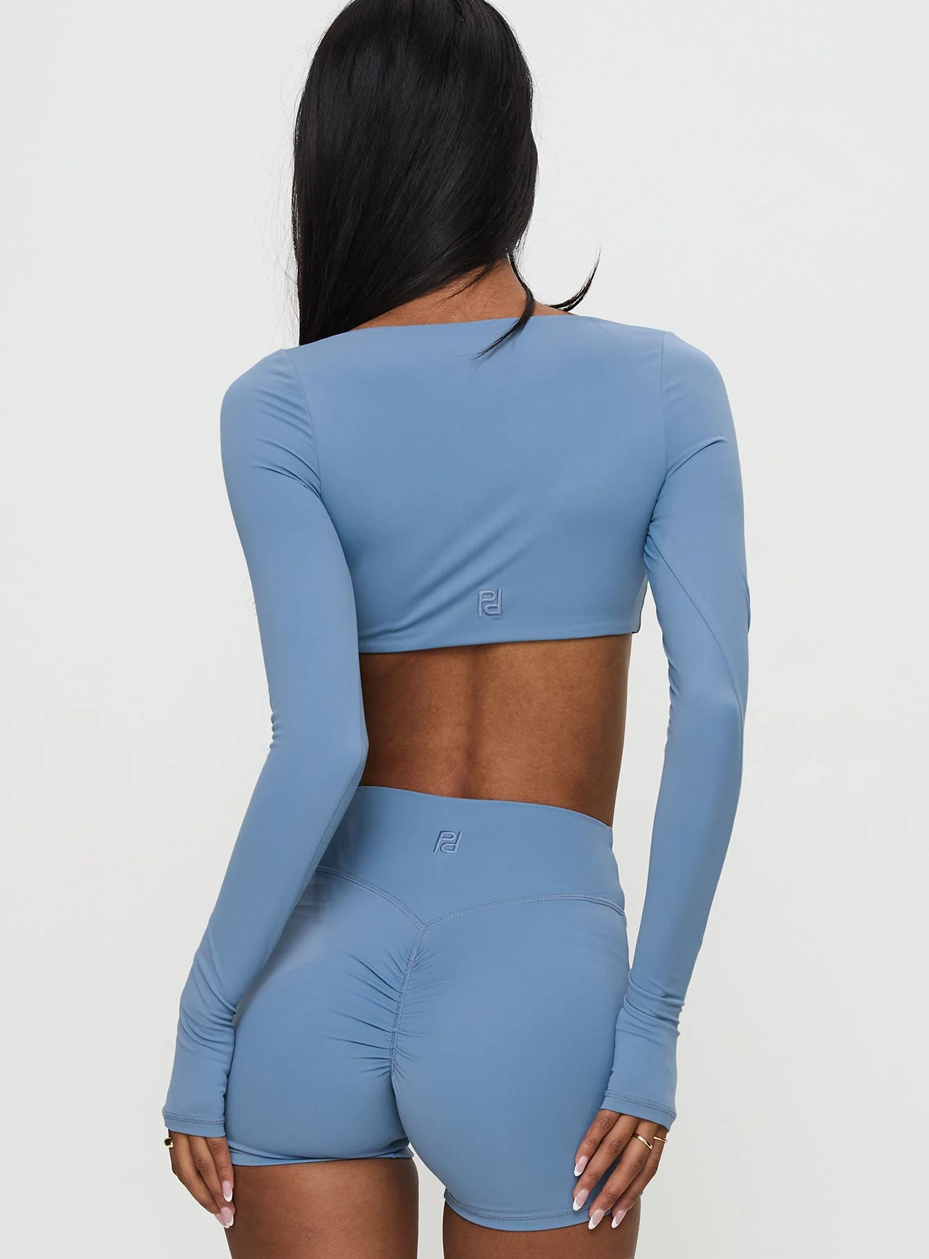 Set Point Active Square Neck Long Sleeve Top Blue