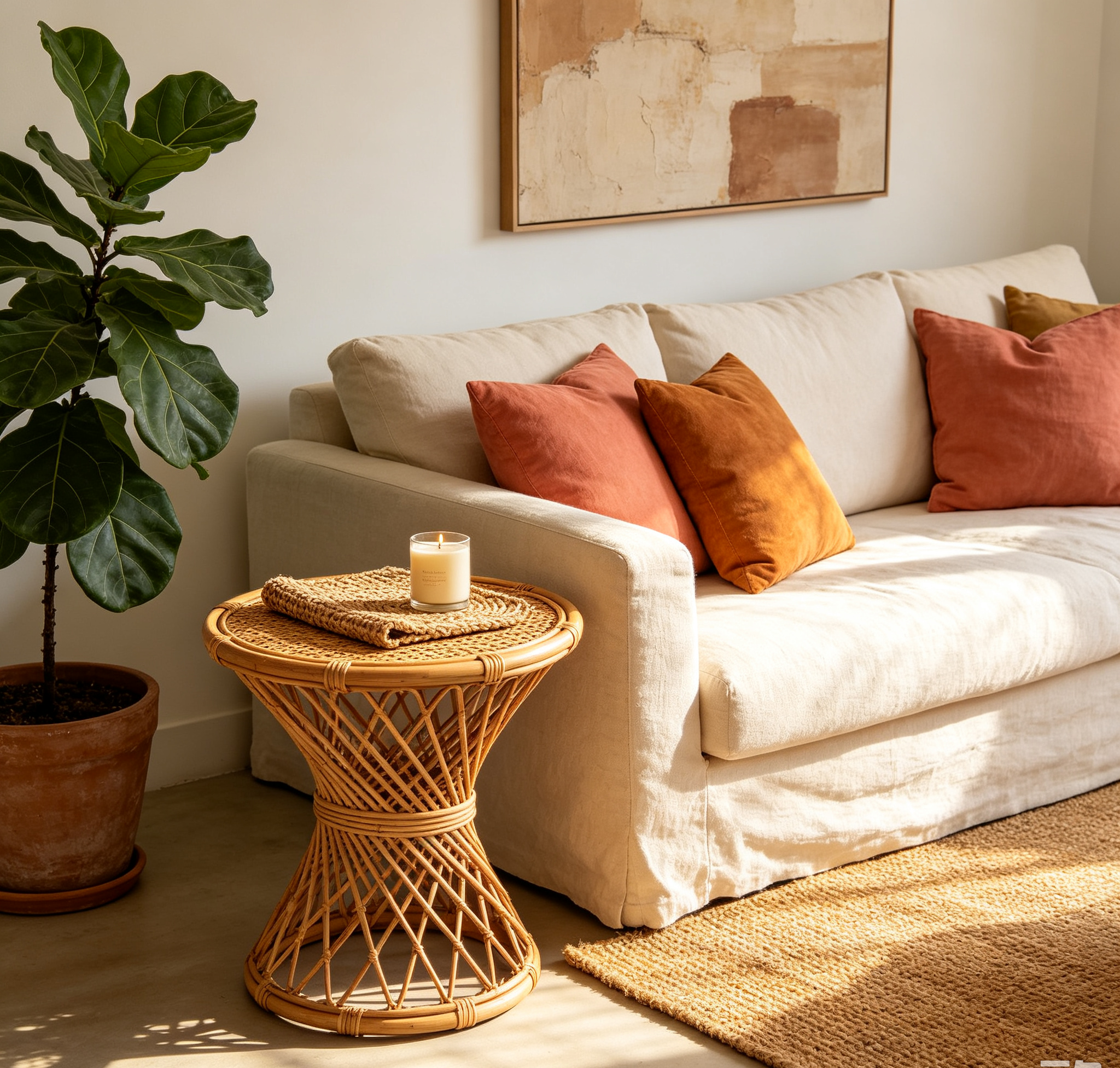 Rattan Round Table・Bohemian Natural