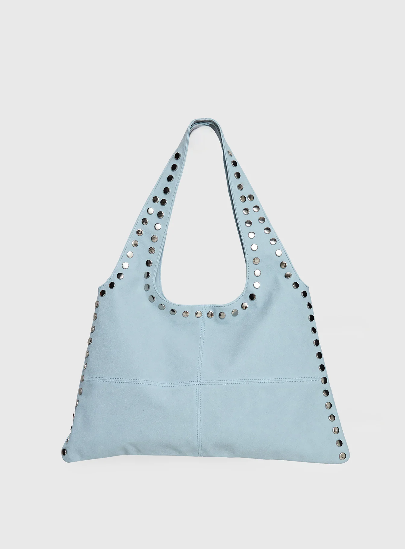 Tell The Truth Studded Faux Suede Bag Blue