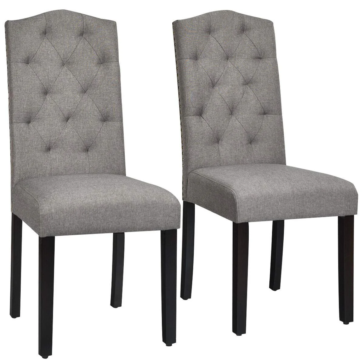 BEFOUNDLOVELY Set of 2/4 Tufted Fabric Dining Chairs with Padded Seat and Tall Backrest