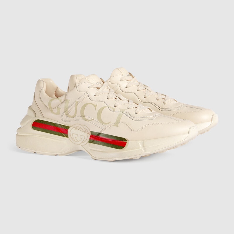 MEN'S RHYTON GUCCI LOGO LEATHER SNEAKER - Sneaker Replica Workshop