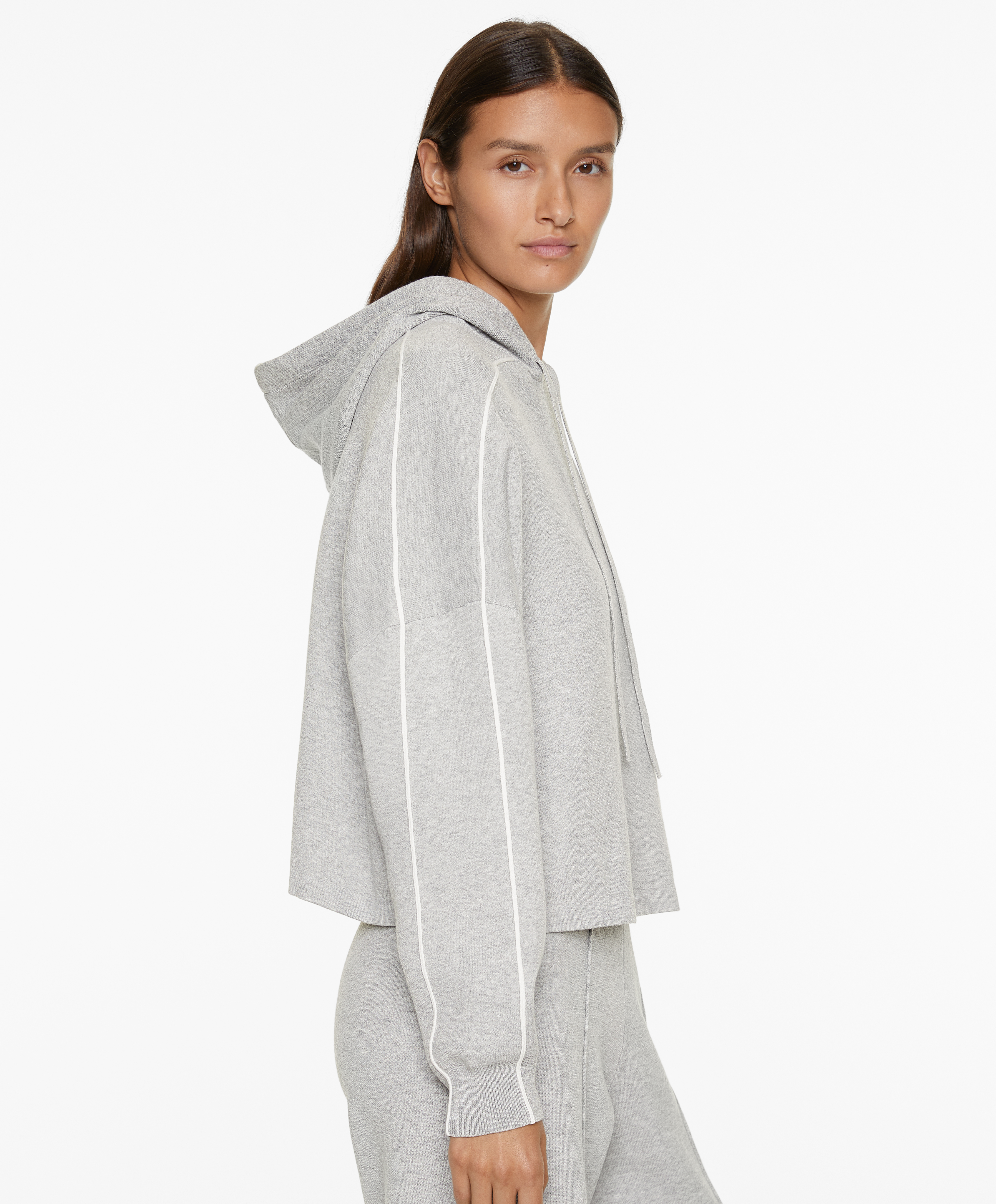 OYSHO Hooded knit sweatshirt with piping