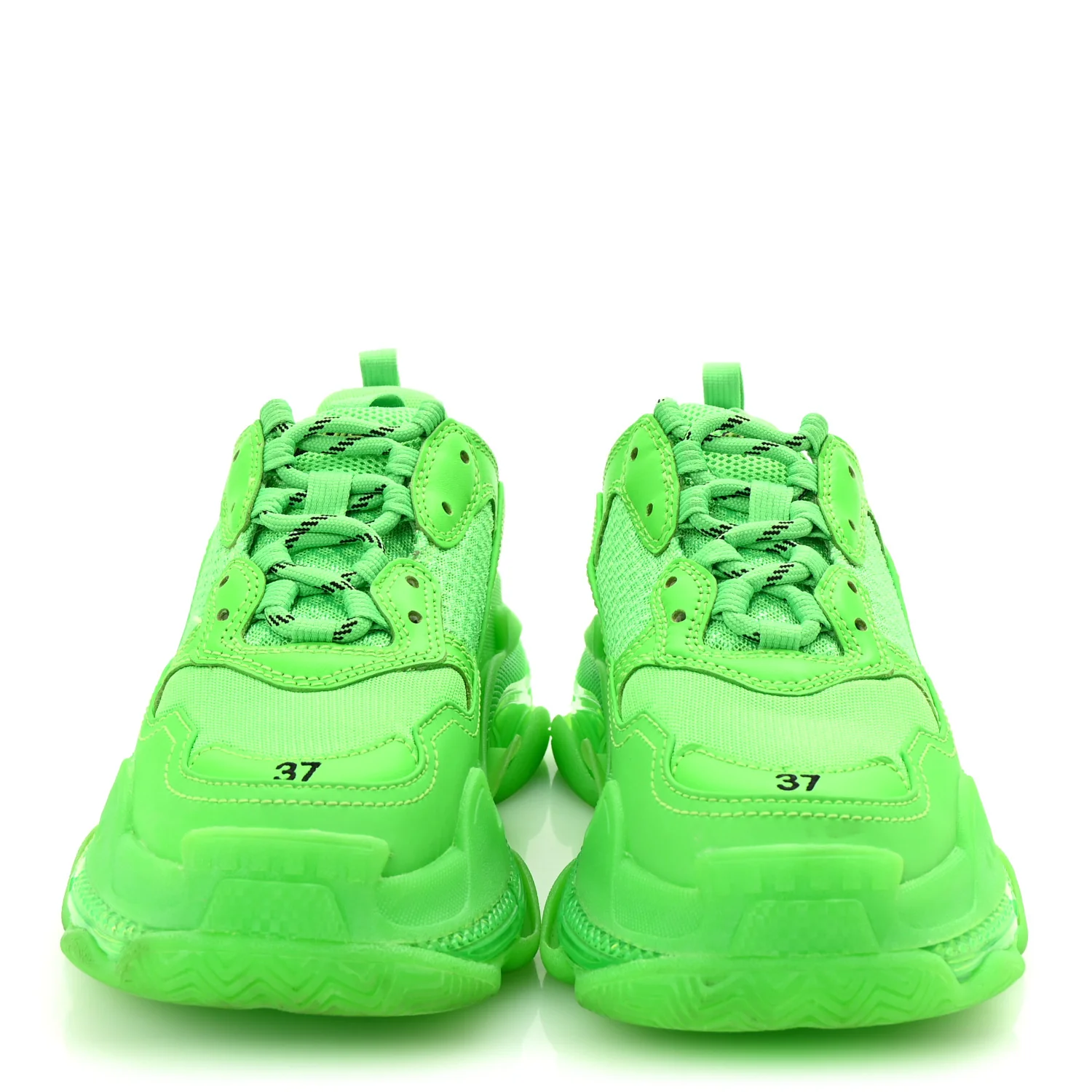 Fabric Mesh Clear Sole Womens Triple S Sneakers 37 Fluo Green - Top Club