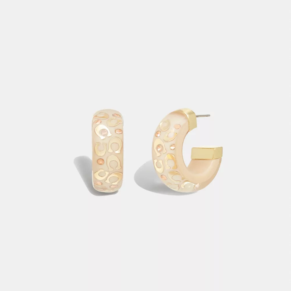 COACH Coach Signature Chunky Hoop Earrings