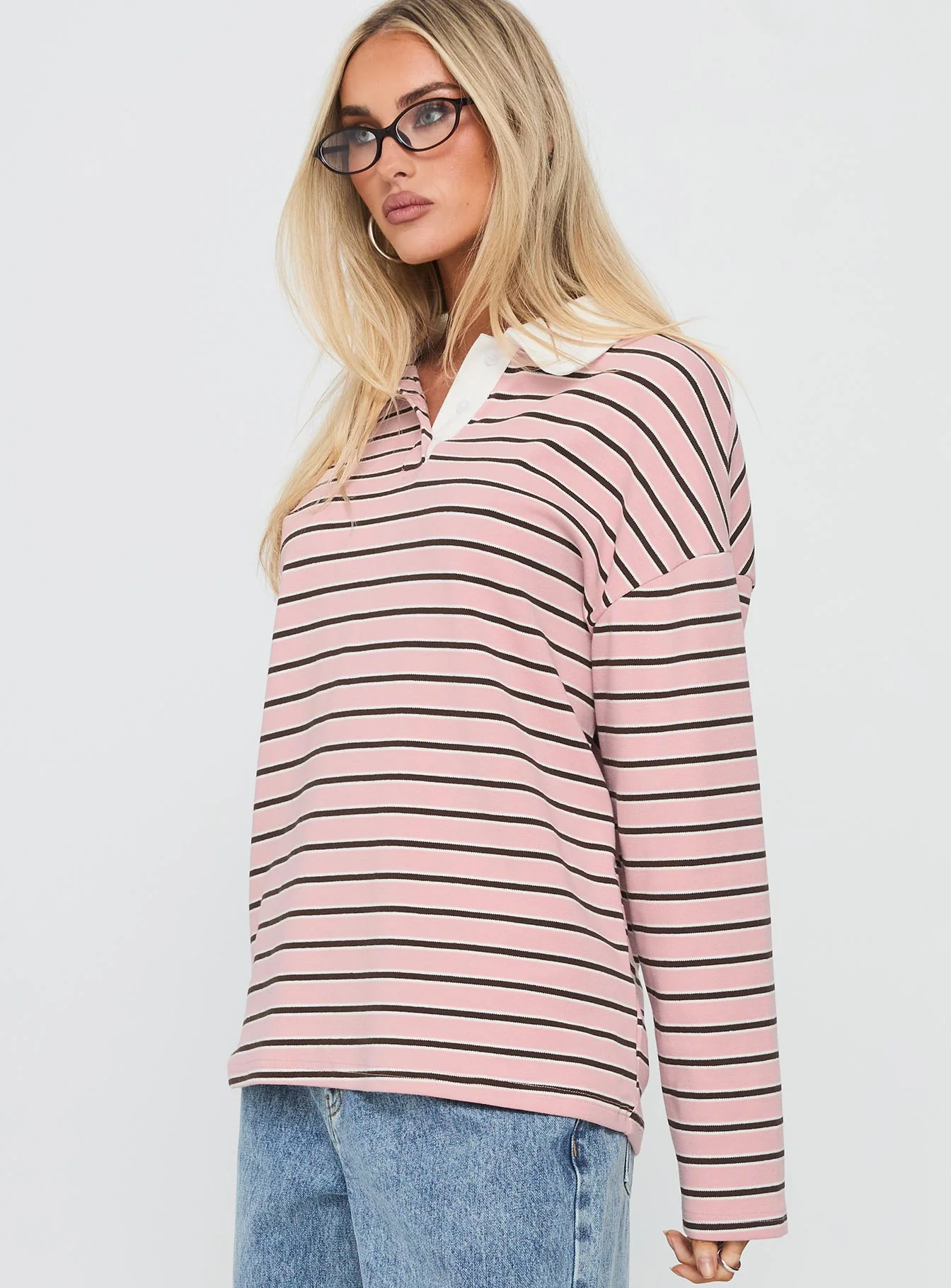 High Regard Collared Jersey Pink Stripe