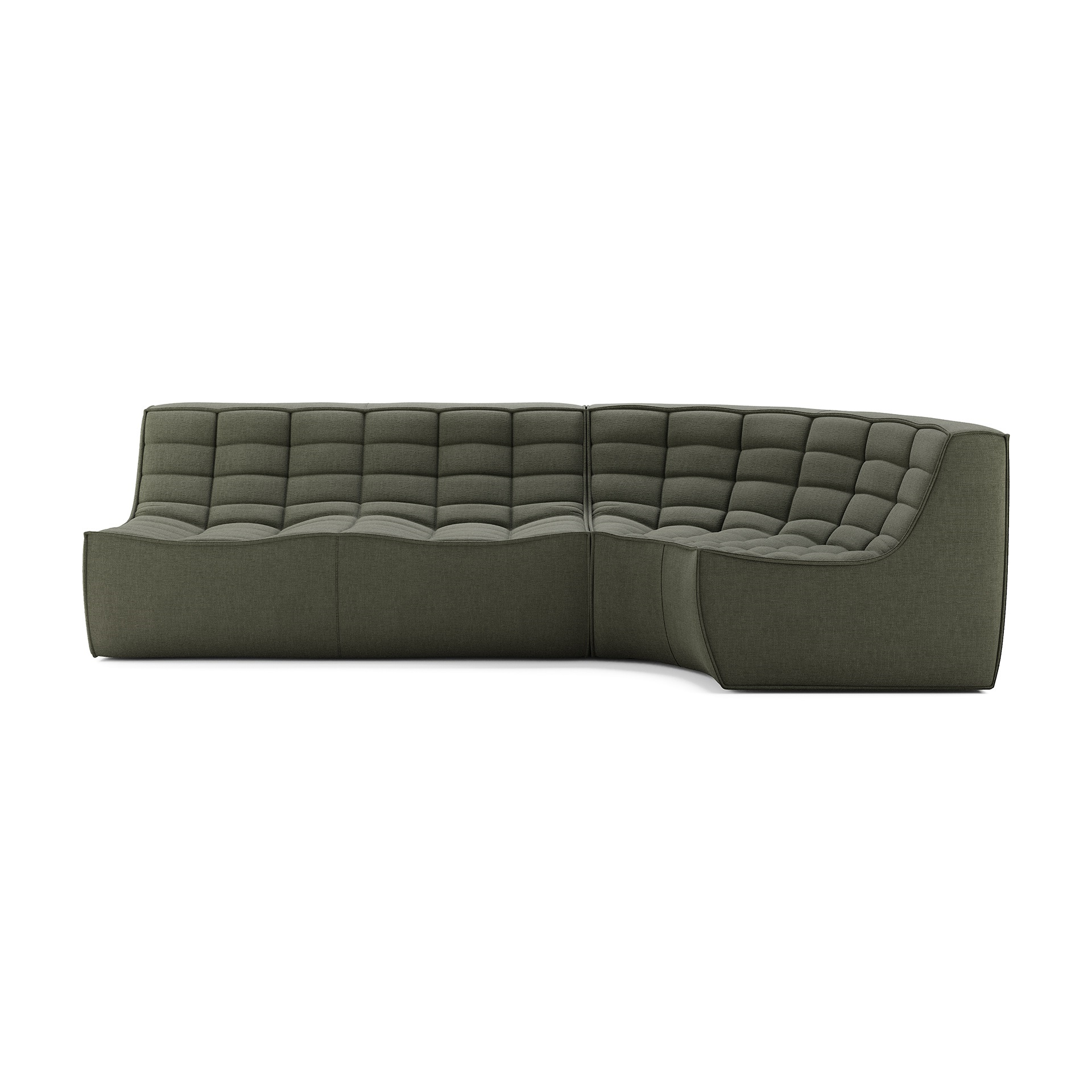 Modulaire bank N701 moss green set 2 seat 90° ronde hoek
