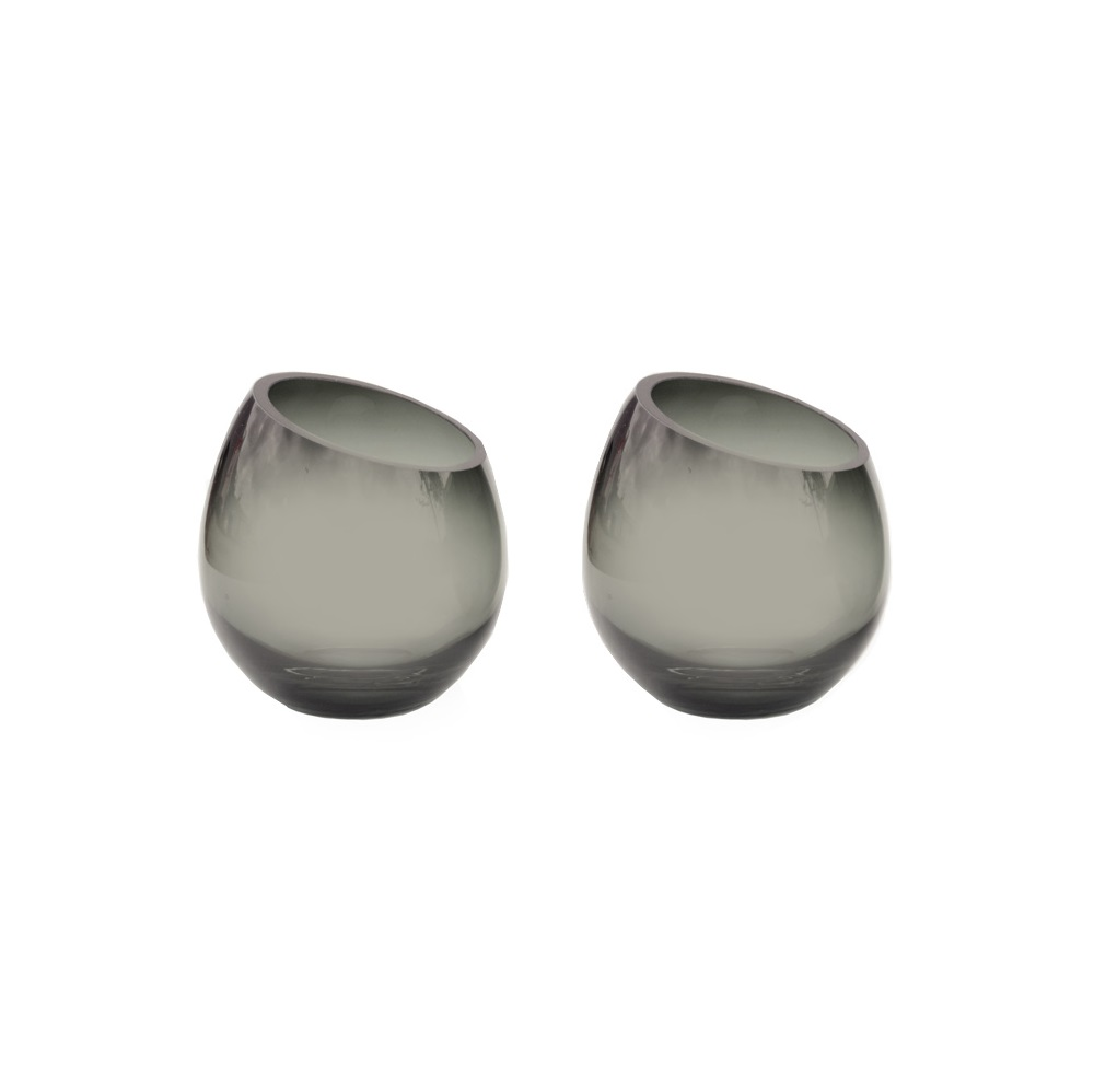 Waxinelichthouder Moho Ø12,5 cm grey - set van 2