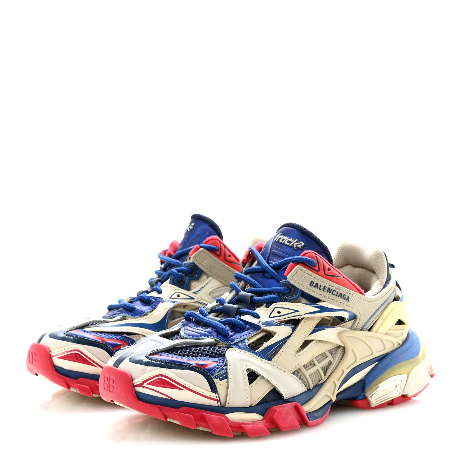 Rubber Mesh Bi-Color Womens Track.2 Open Sneakers 39 Beige Blue Red - Top Club
