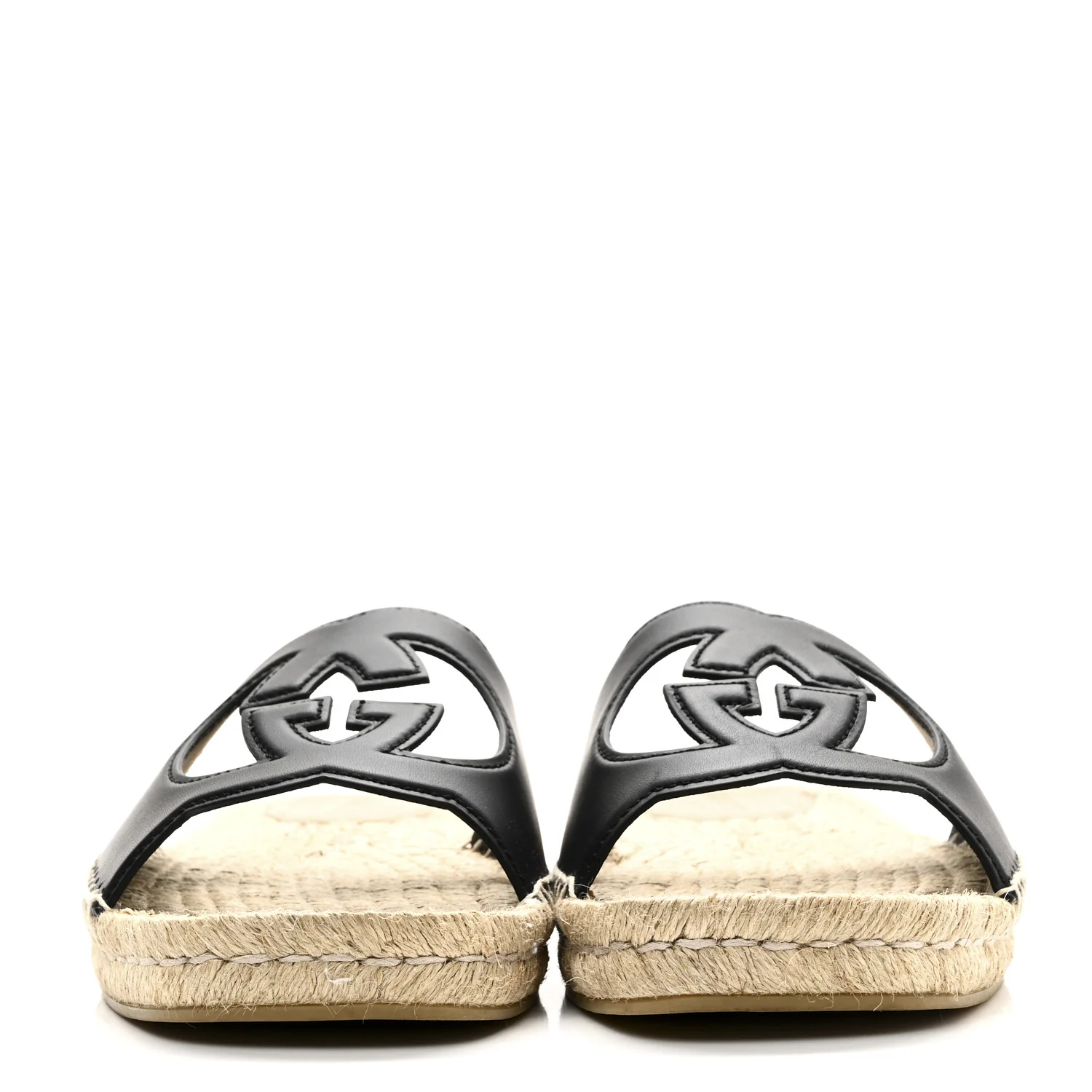 Cosmos Softy Calfskin Espadrille Mens Interlocking G Cut Out Slide Sandals 10 Black - Top Club