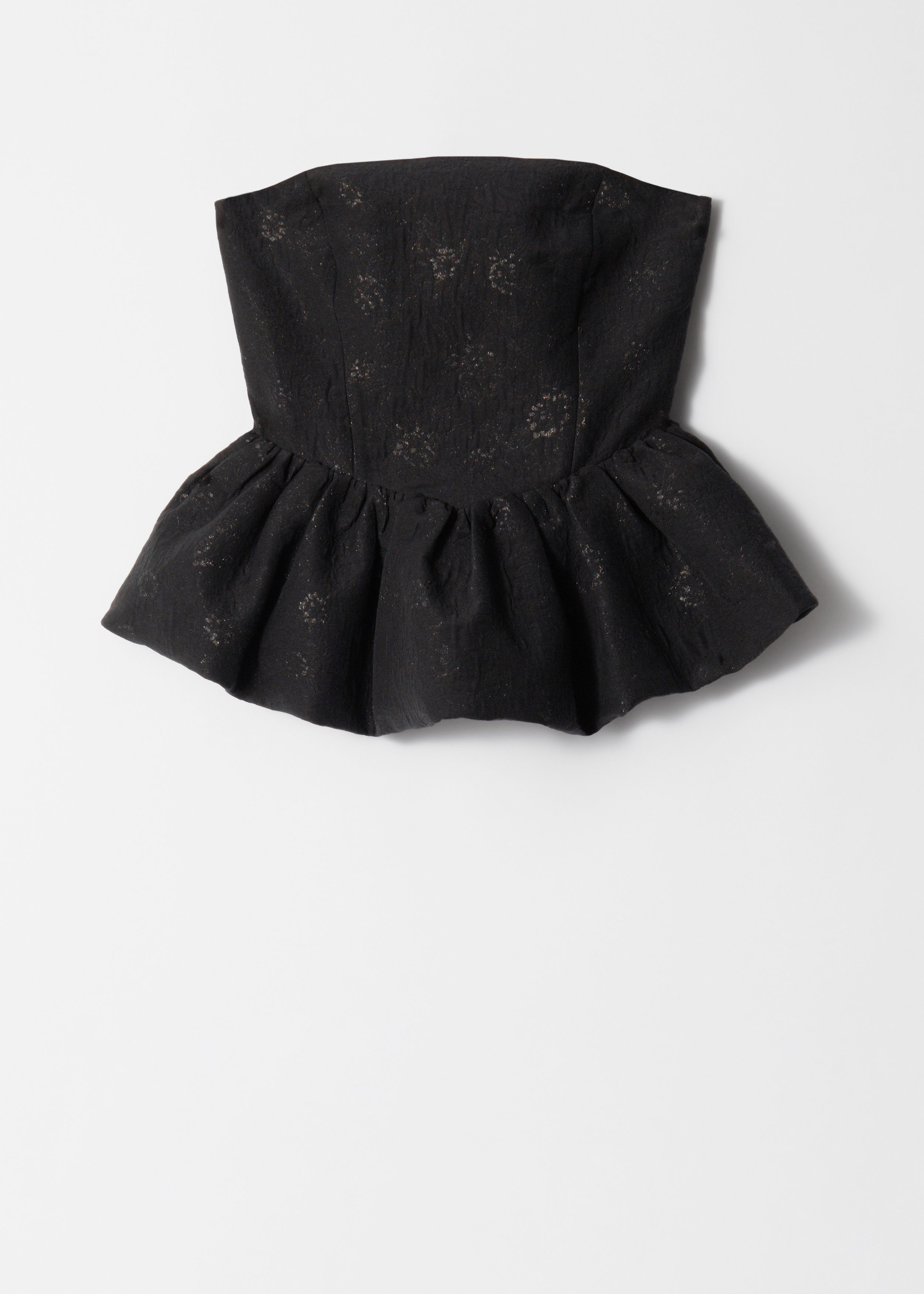 & Other Stories BANDEAU PEPLUM JACQUARD TOP