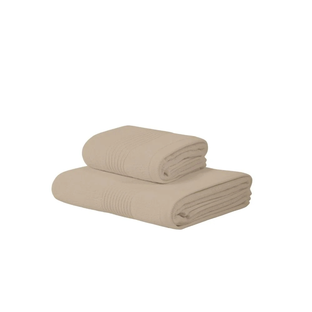 Asciugamano Con Ospite In Spugna Stripes 40X60+60X100 Sabbia Carrara Fyber