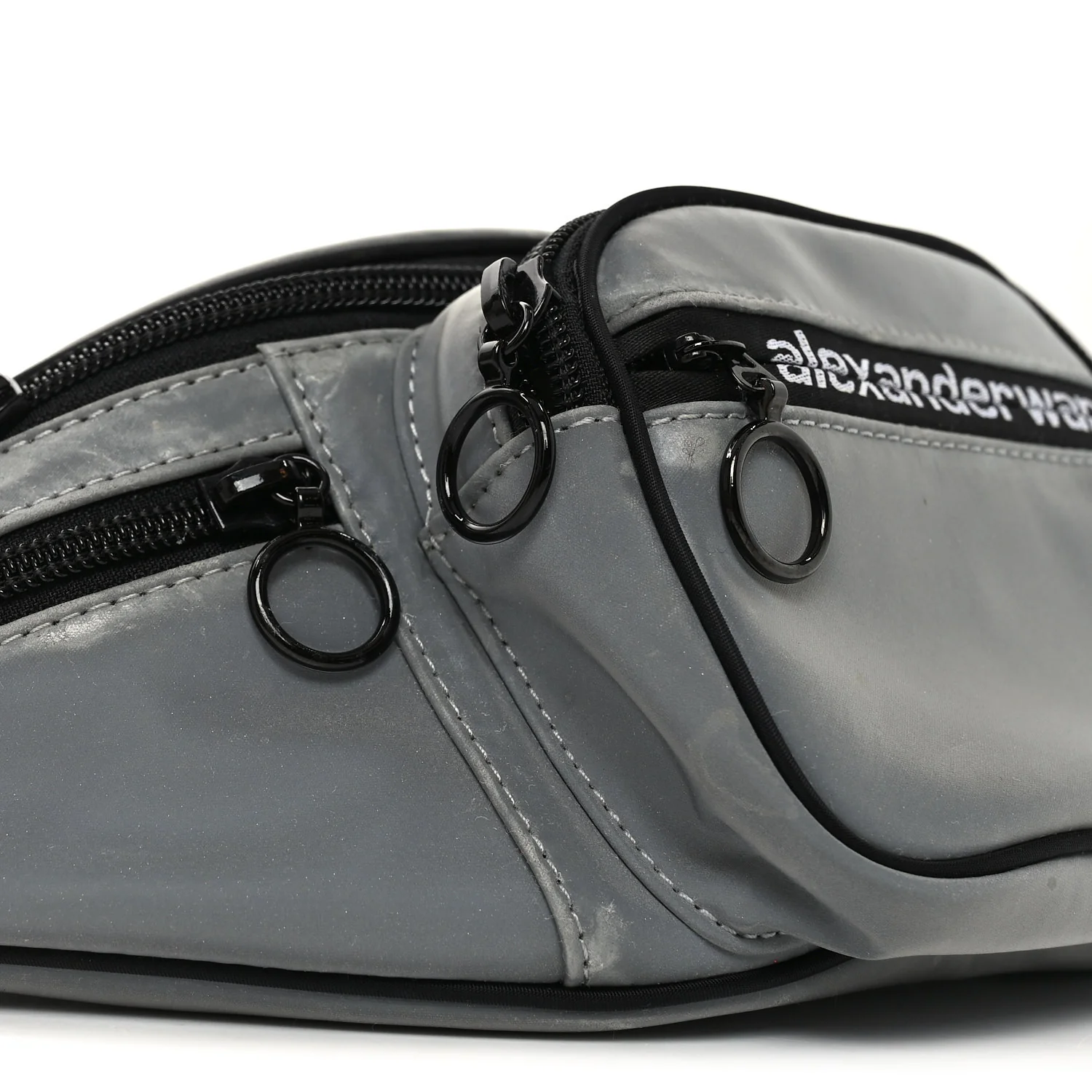 Nylon Logo Printed Attica Belt Bag Reflective Silver - Top Club